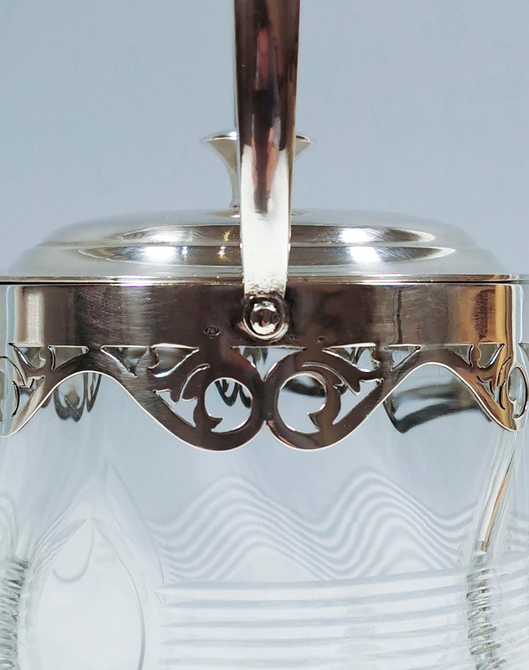 Early 20th Century Art Deco Glass Ice Bucket with Silver Mount, Kattner & Co Vienna, around 1925 For Sale