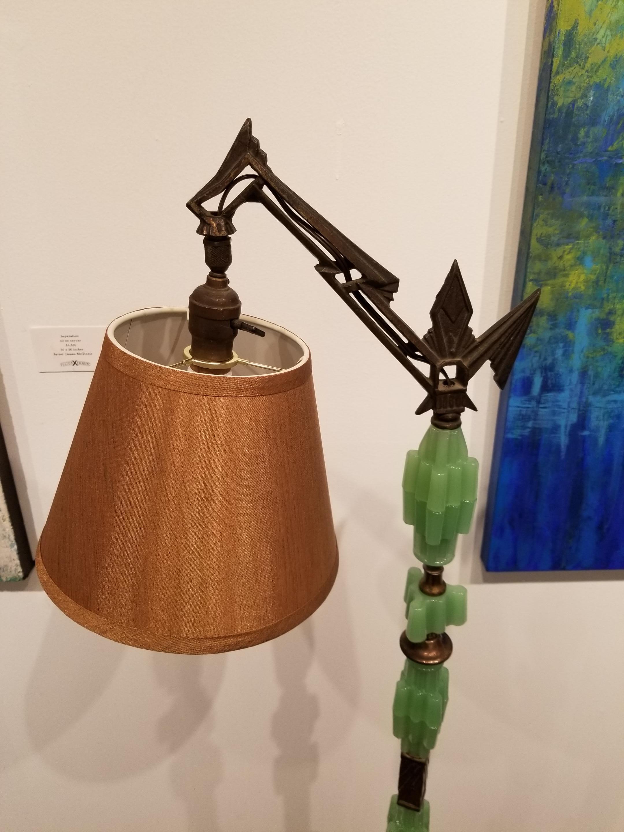 Art Deco Glass and Iron Floor Lamp In Good Condition In Fulton, CA