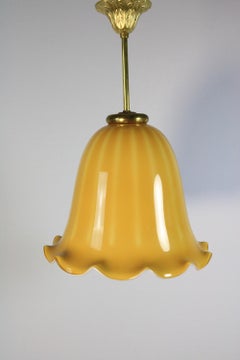 Art Deco Glass Lamp, Germany, Amber colored , 1940s, bell shape
