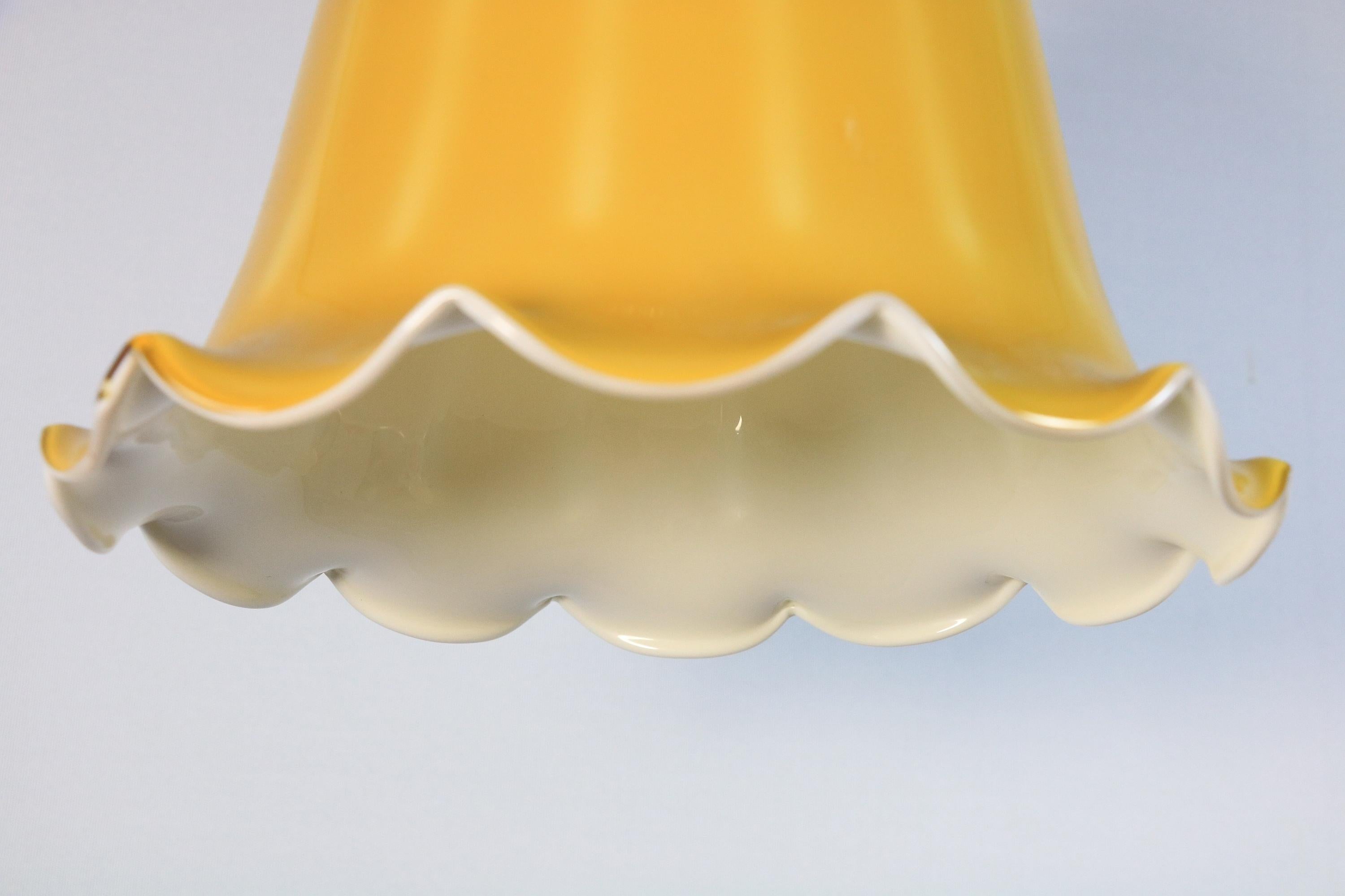 Art Deco Glass Lamp, Germany, Amber colored , 1940s, bell shape For Sale 1