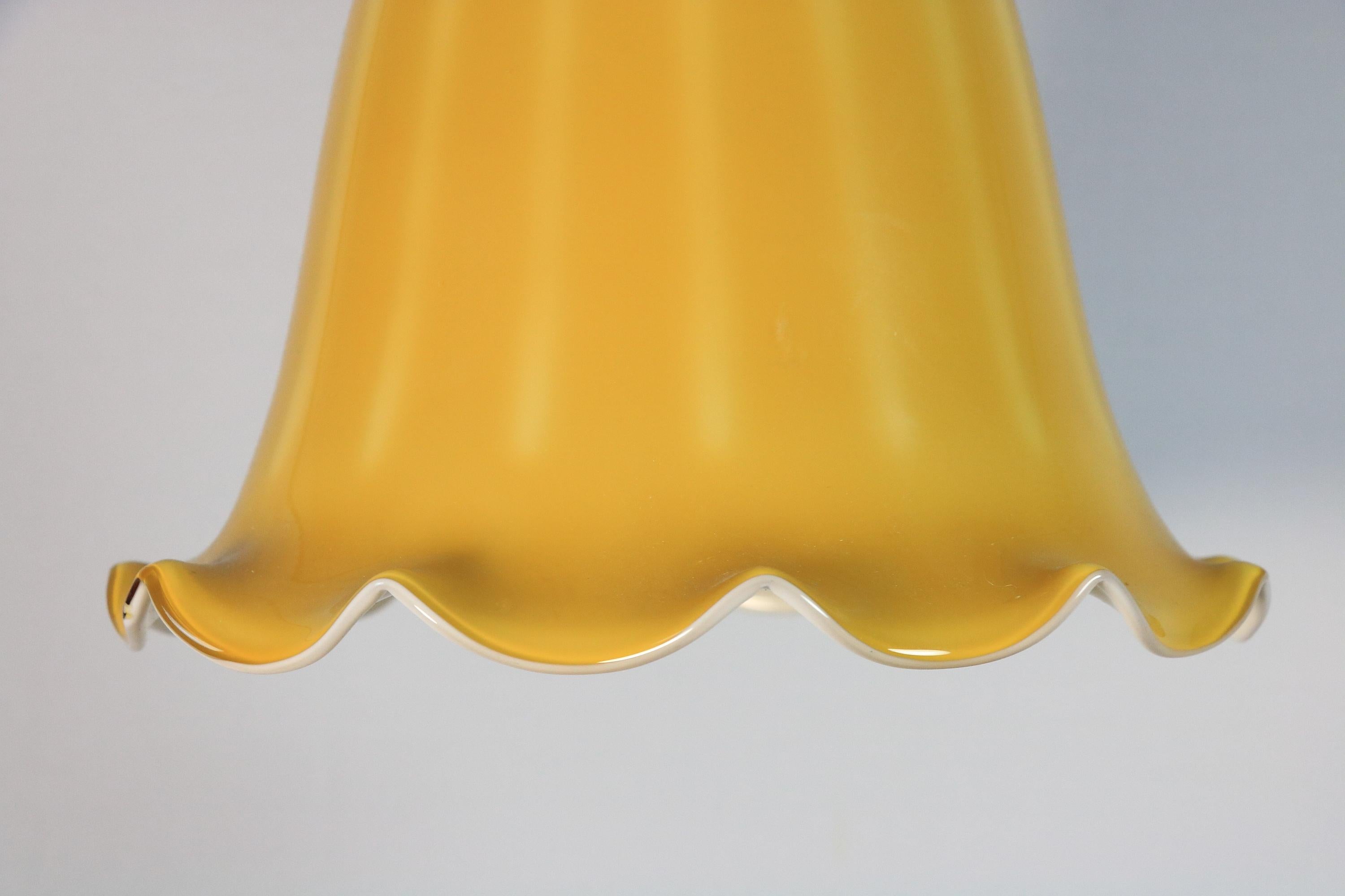 Art Deco Glass Lamp, Germany, Amber colored , 1940s, bell shape For Sale 3