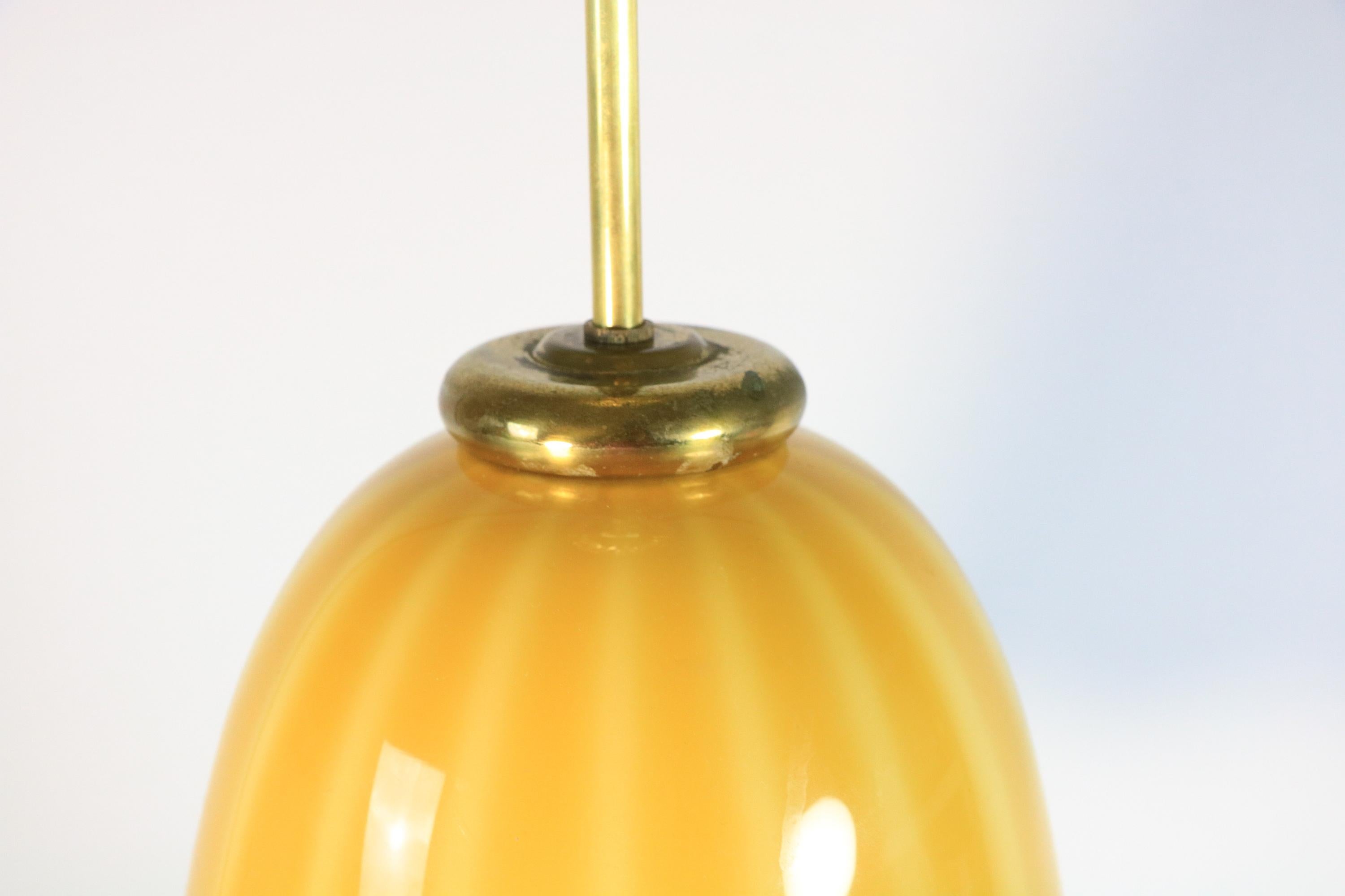 Art Deco Glass Lamp, Germany, Amber colored , 1940s, bell shape For Sale 4