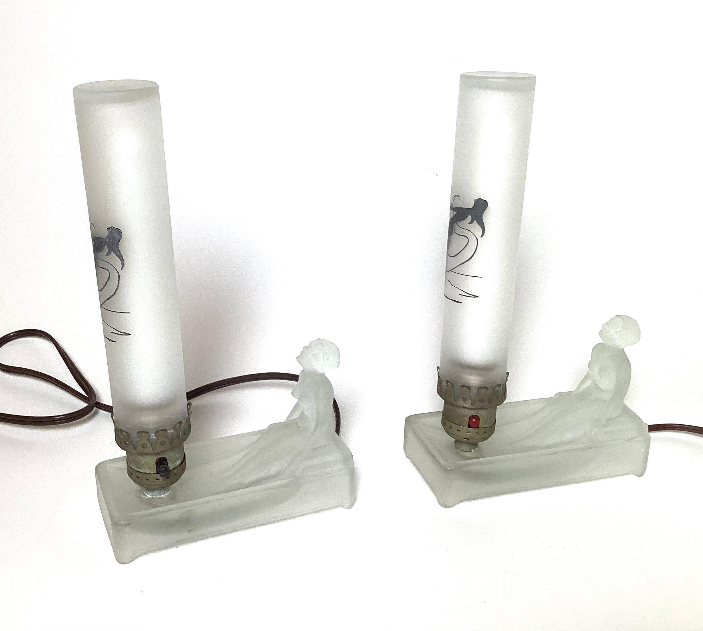 Lampes en verre Art Déco en vente 1