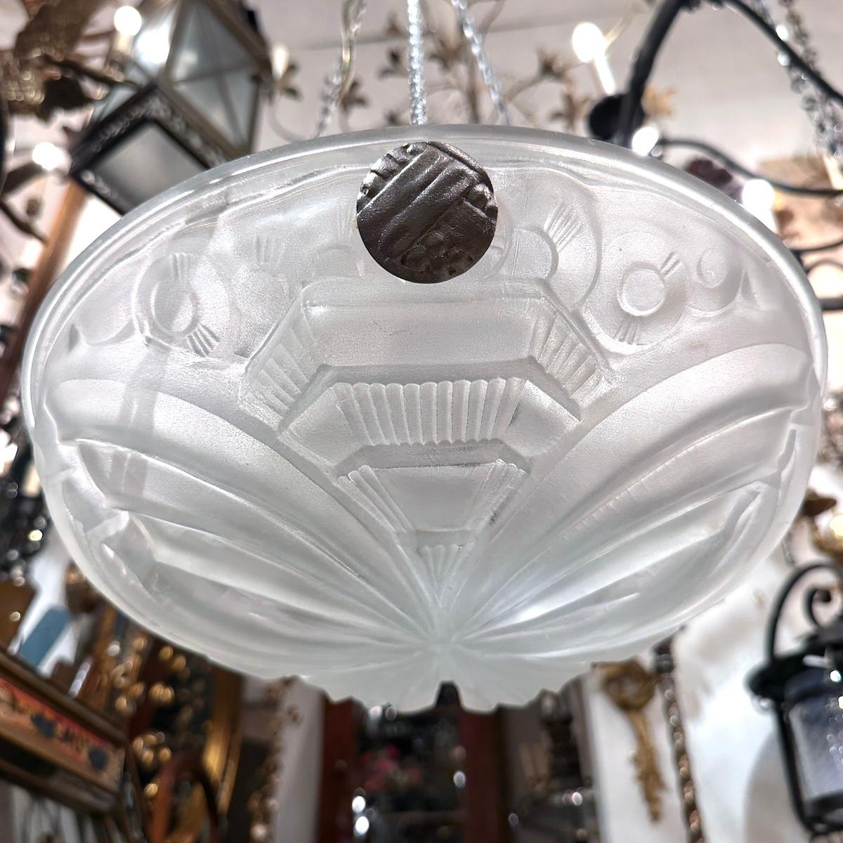 Lámpara de cristal Art Decó principios del siglo XX en venta