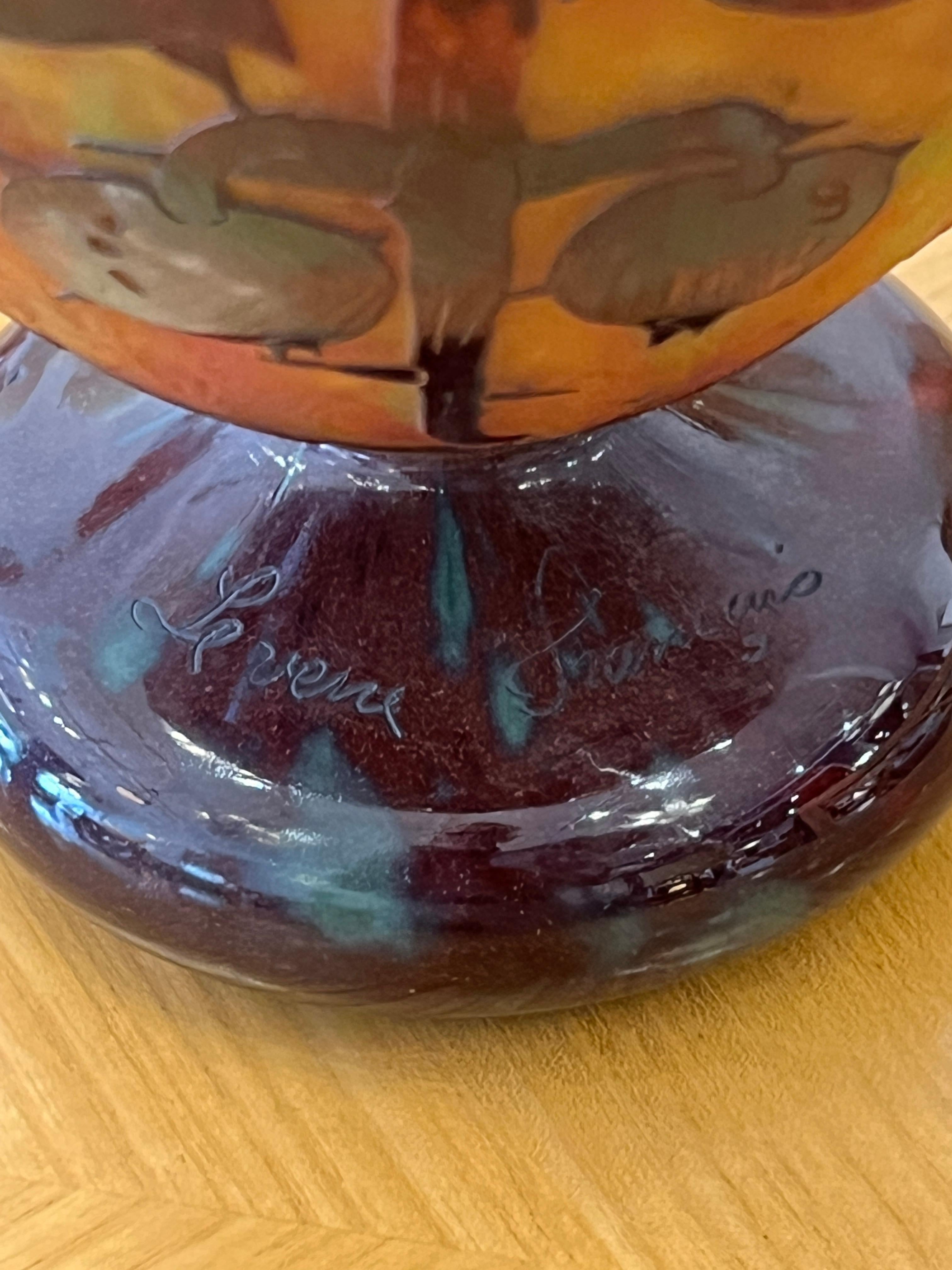Art déco Vase « Maroons » en verre Art Déco de Charles Schneider en vente