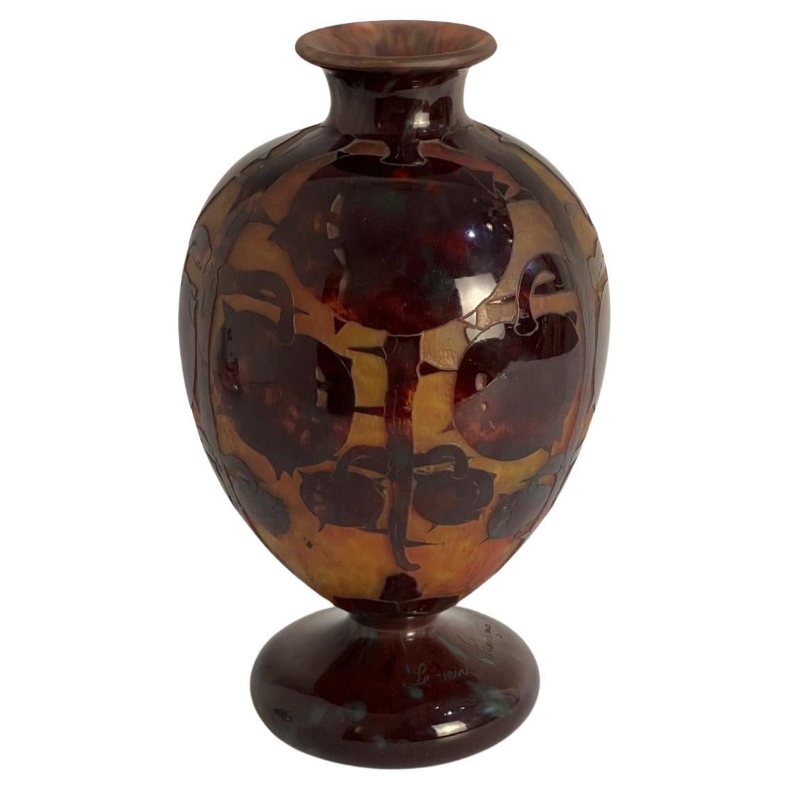 Vase « Maroons » en verre Art Déco de Charles Schneider en vente
