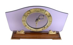 Art Deco Glass & Mirror 8 Day Mantle Clock, 1930