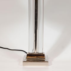 Art Deco Glass and Nickel Table Lamp by Gilbert Rohde for MSLC
