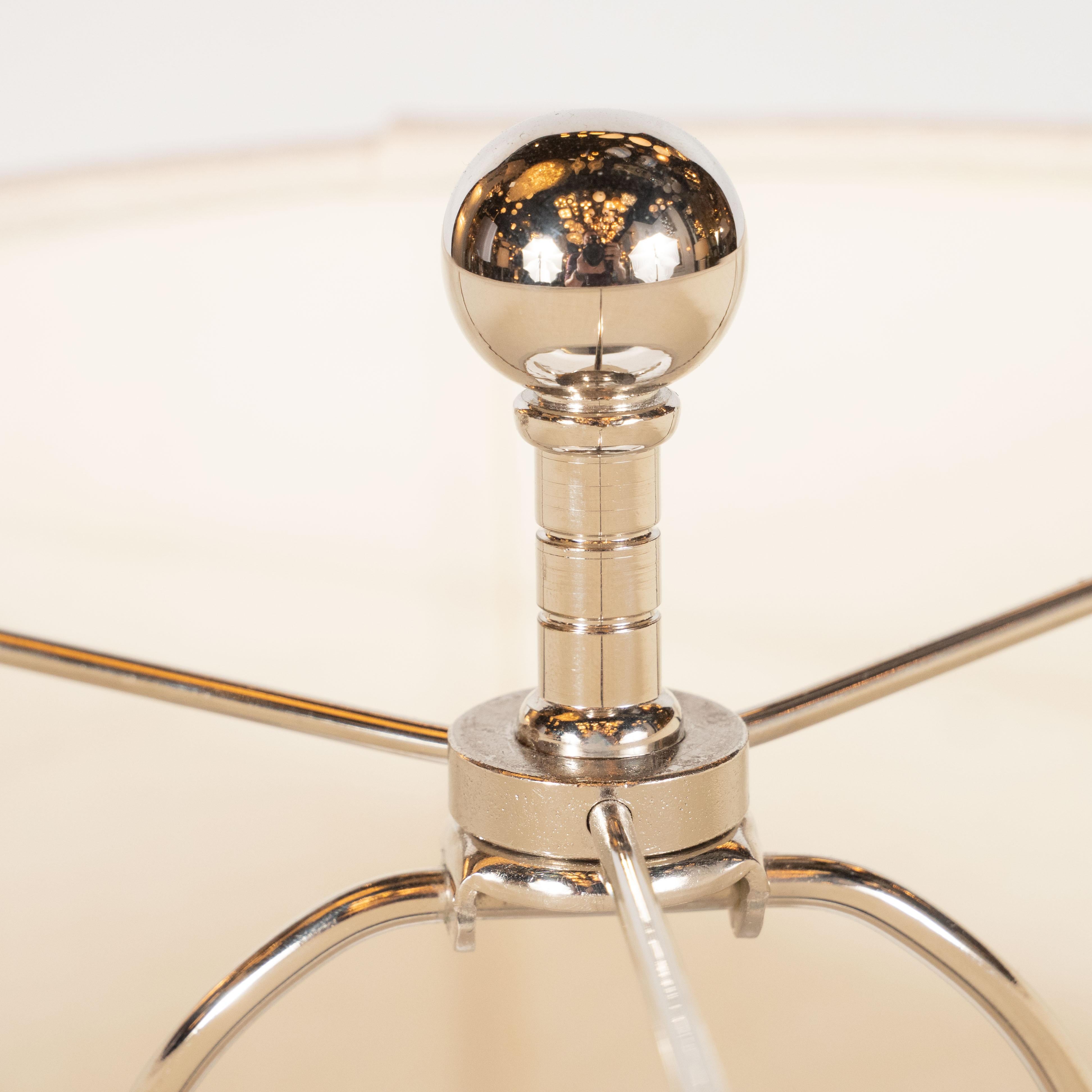 American Art Deco Glass and Nickel Table Lamp by Gilbert Rohde for MSLC