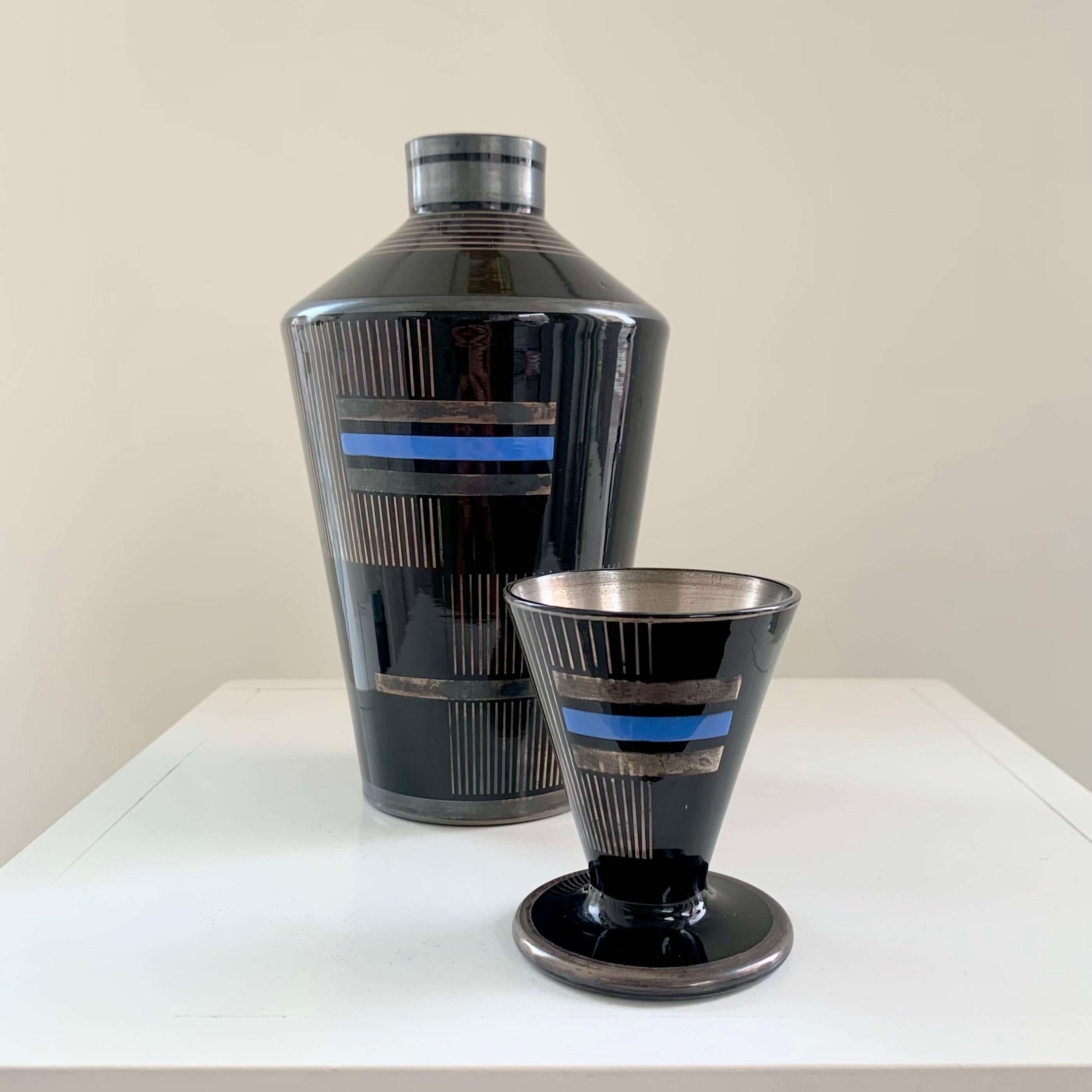 French Art Deco Glass Nightstand Water Carafe, circa 1920, France. For Sale