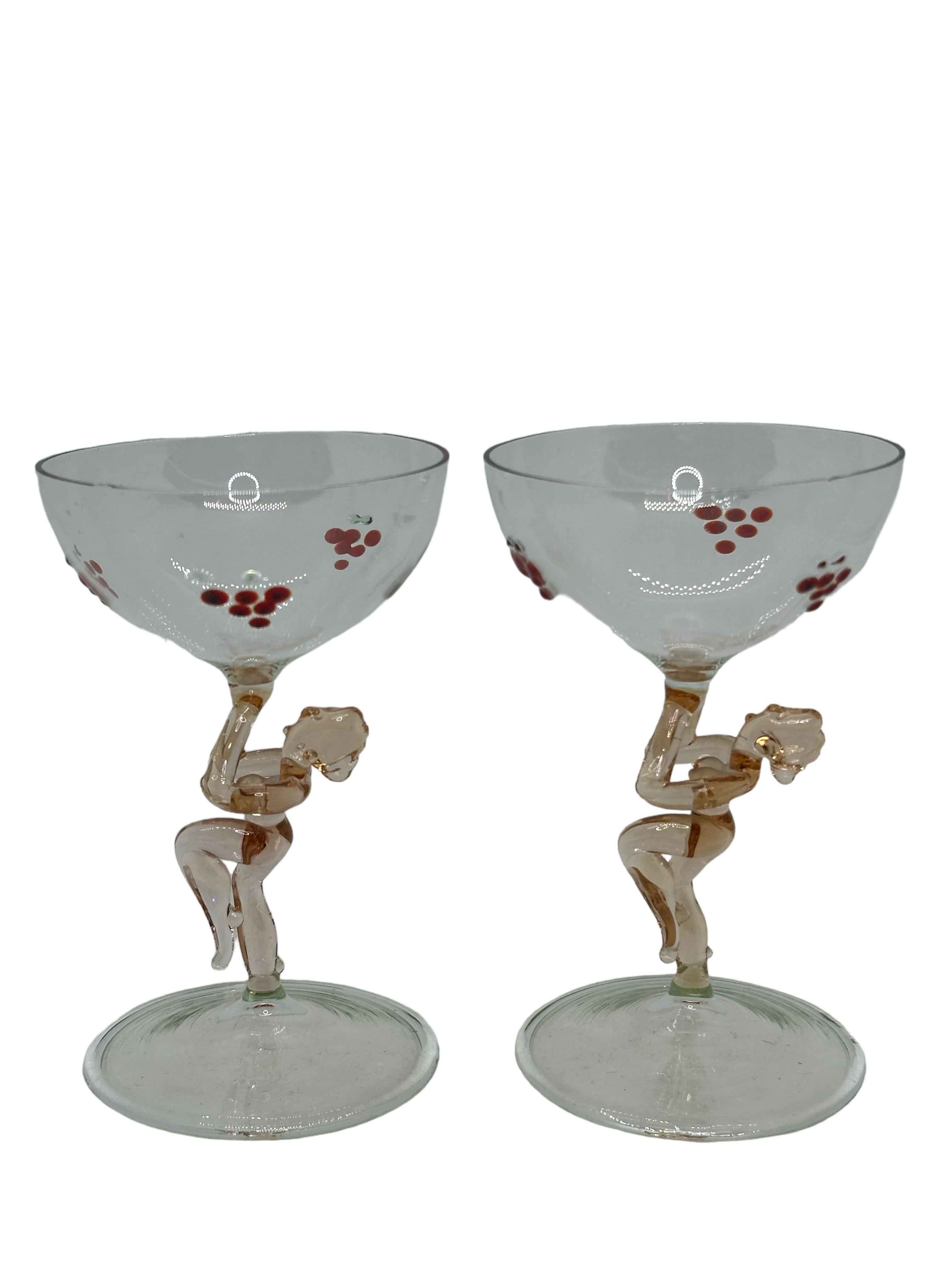 Art Deco Glass Nude Lady Decanter & 6 Glasses Set by Bimini, Vintage Austria 4