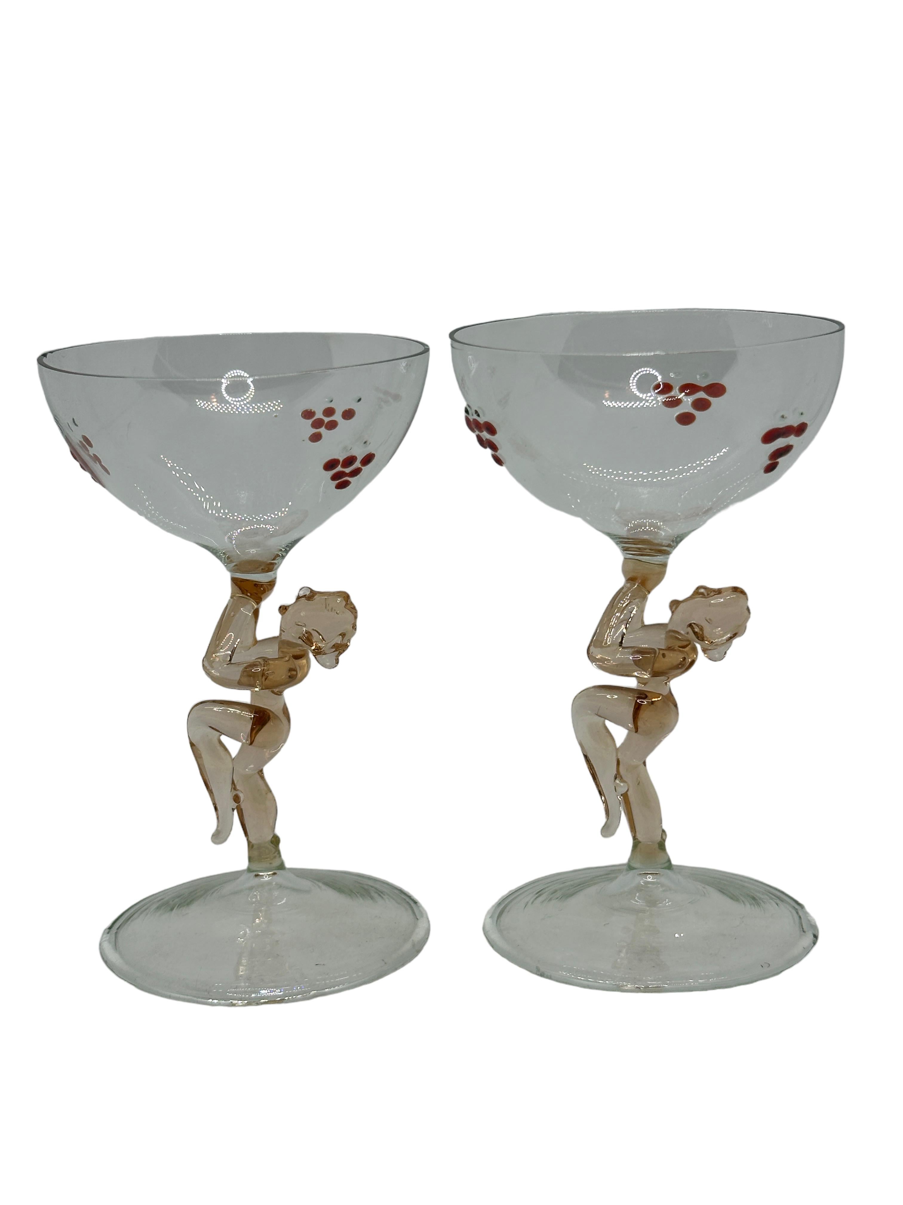 Art Deco Glass Nude Lady Decanter & 6 Glasses Set by Bimini, Vintage Austria 6
