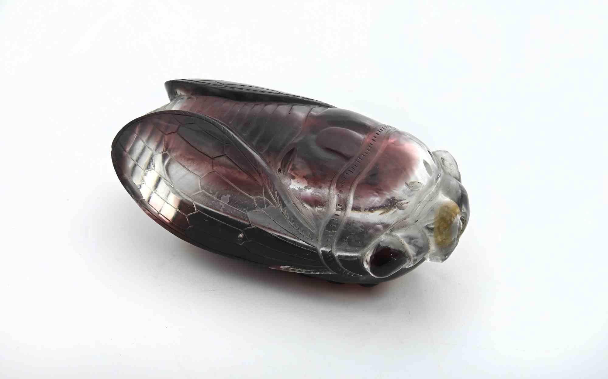 Italian Art Déco Glass Paperweight in the Shape of a Beetle, 1940s For Sale