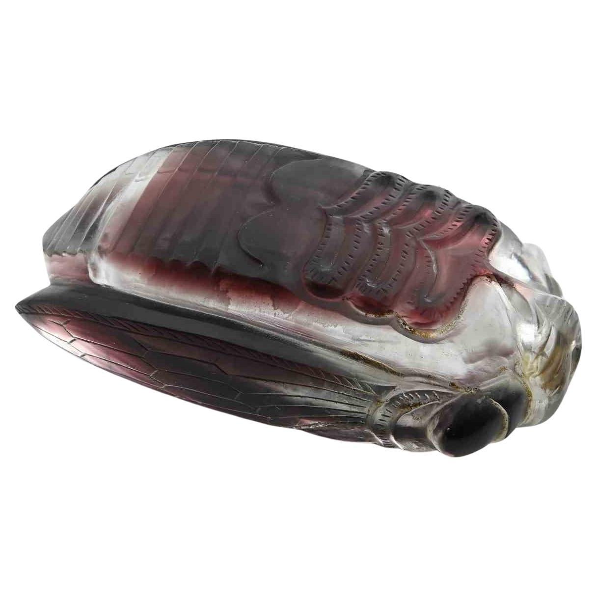 Art Déco Glass Paperweight in the Shape of a Beetle, 1940s For Sale