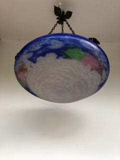 Art Deco Glass Paste Suspension Signed Noverdy