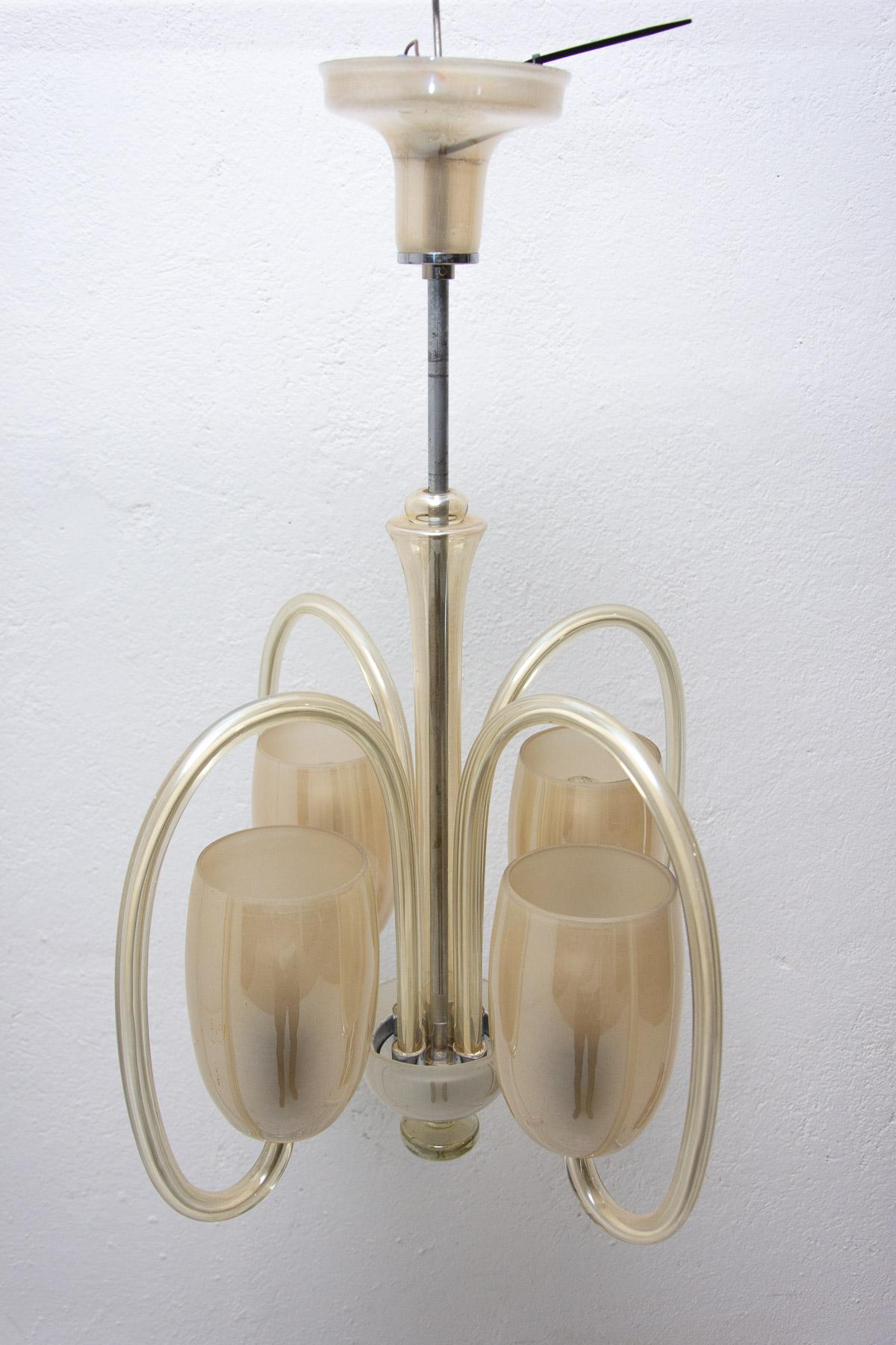 Art Deco Glass Pendant Chandelier, 1930´s, Bohemia 1