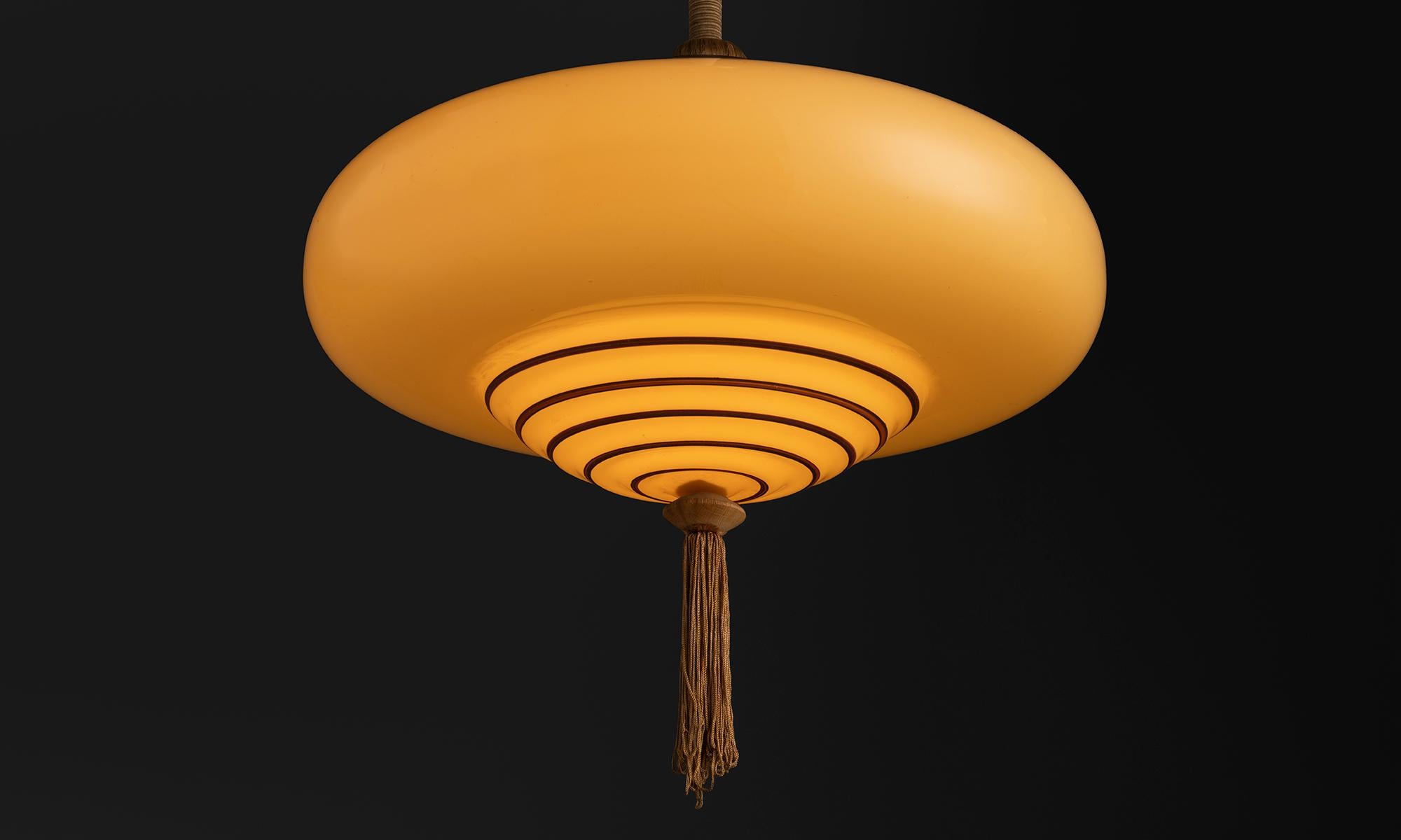 Scandinavian Art Deco Glass Pendant Lamp, Scandinavia circa 1950 For Sale