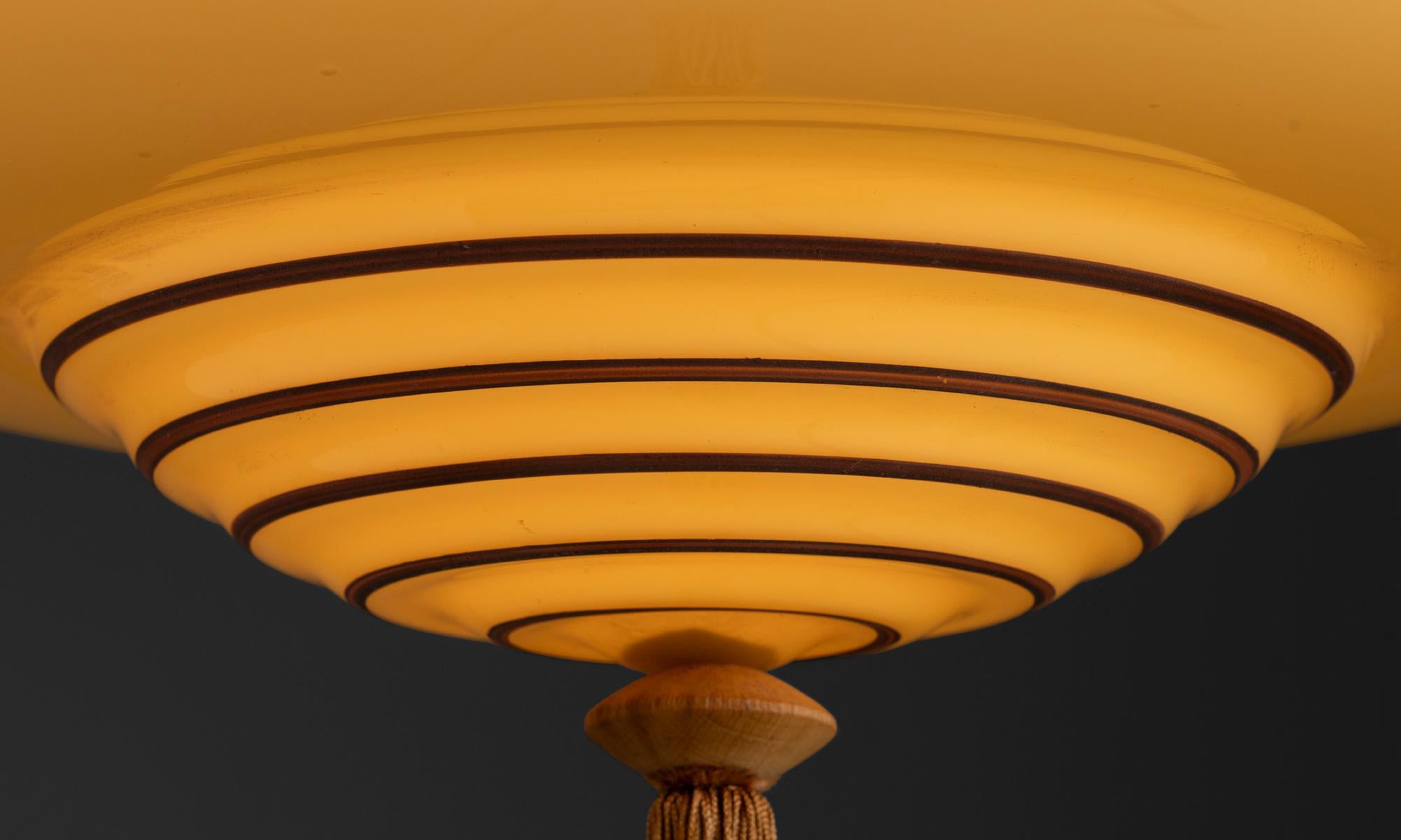 Art Deco Glass Pendant Lamp, Scandinavia circa 1950 In Good Condition For Sale In Culver City, CA