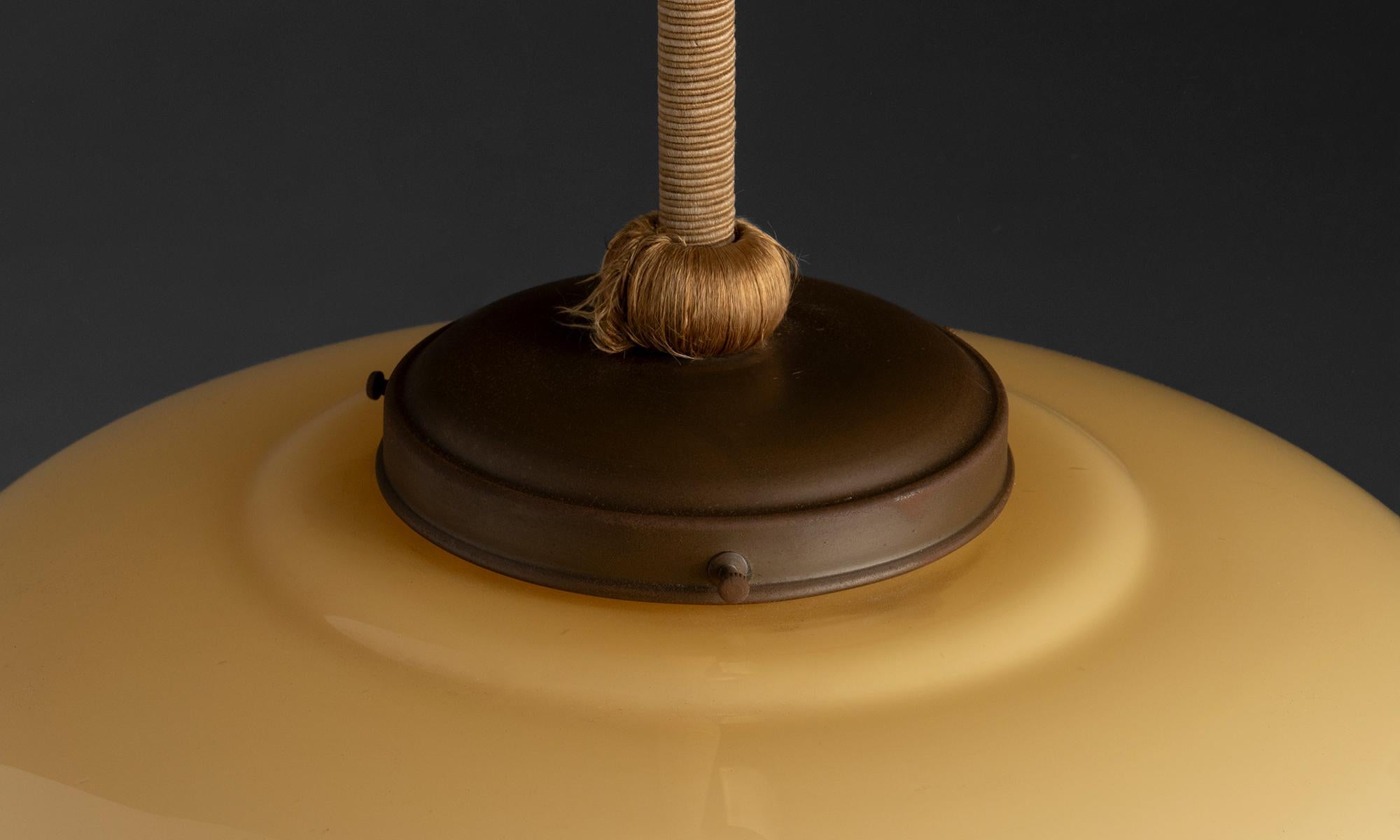 Mid-20th Century Art Deco Glass Pendant Lamp, Scandinavia circa 1950 For Sale