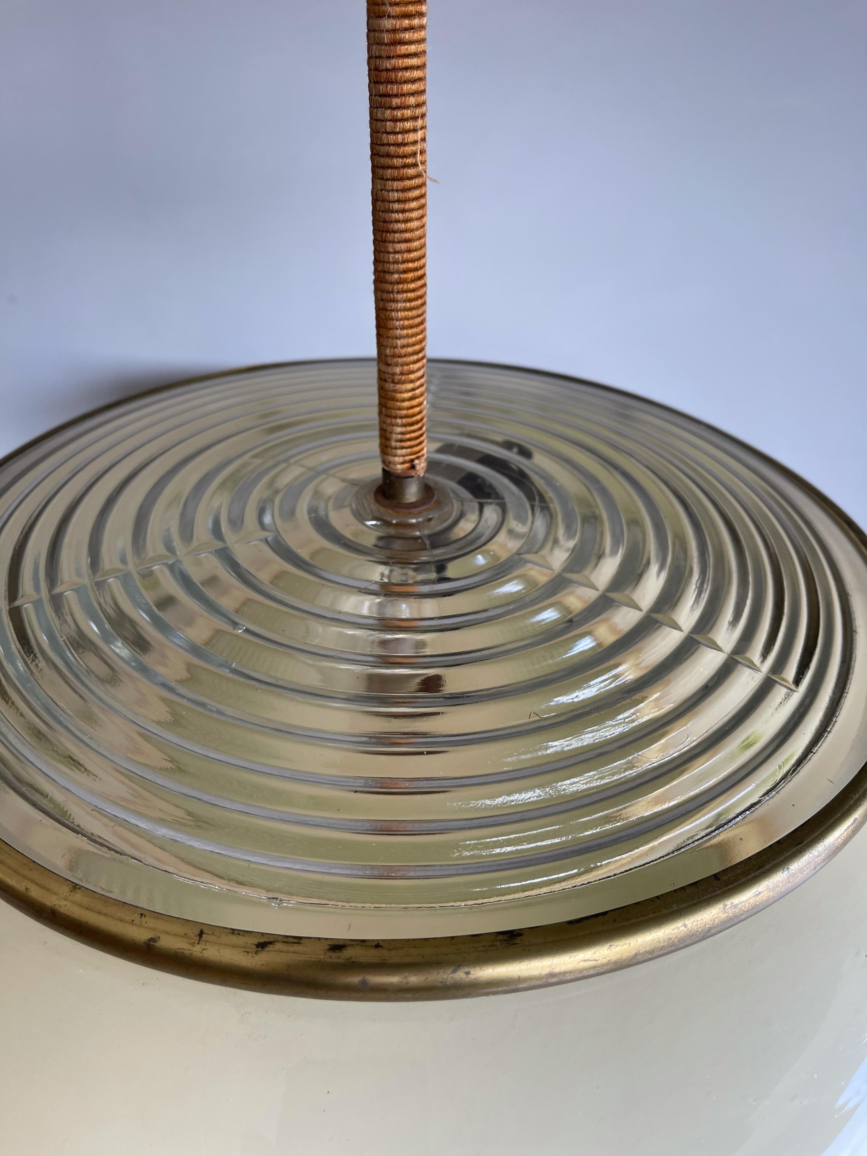 Art Deco Glass Pendant Light / Flush Mount w. Tassle & Transparent Glass Top 13