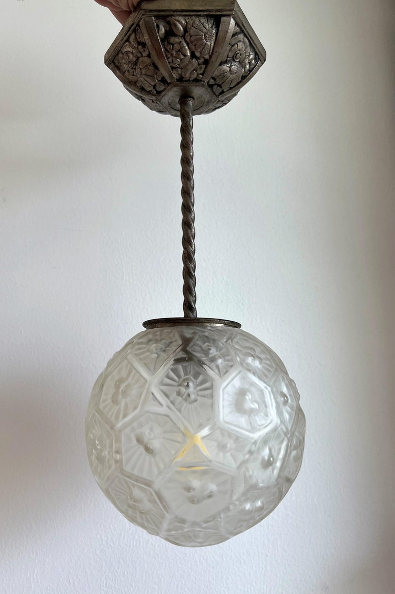 Art Deco Glass Pendant Light, France circa 1920 For Sale at 1stDibs