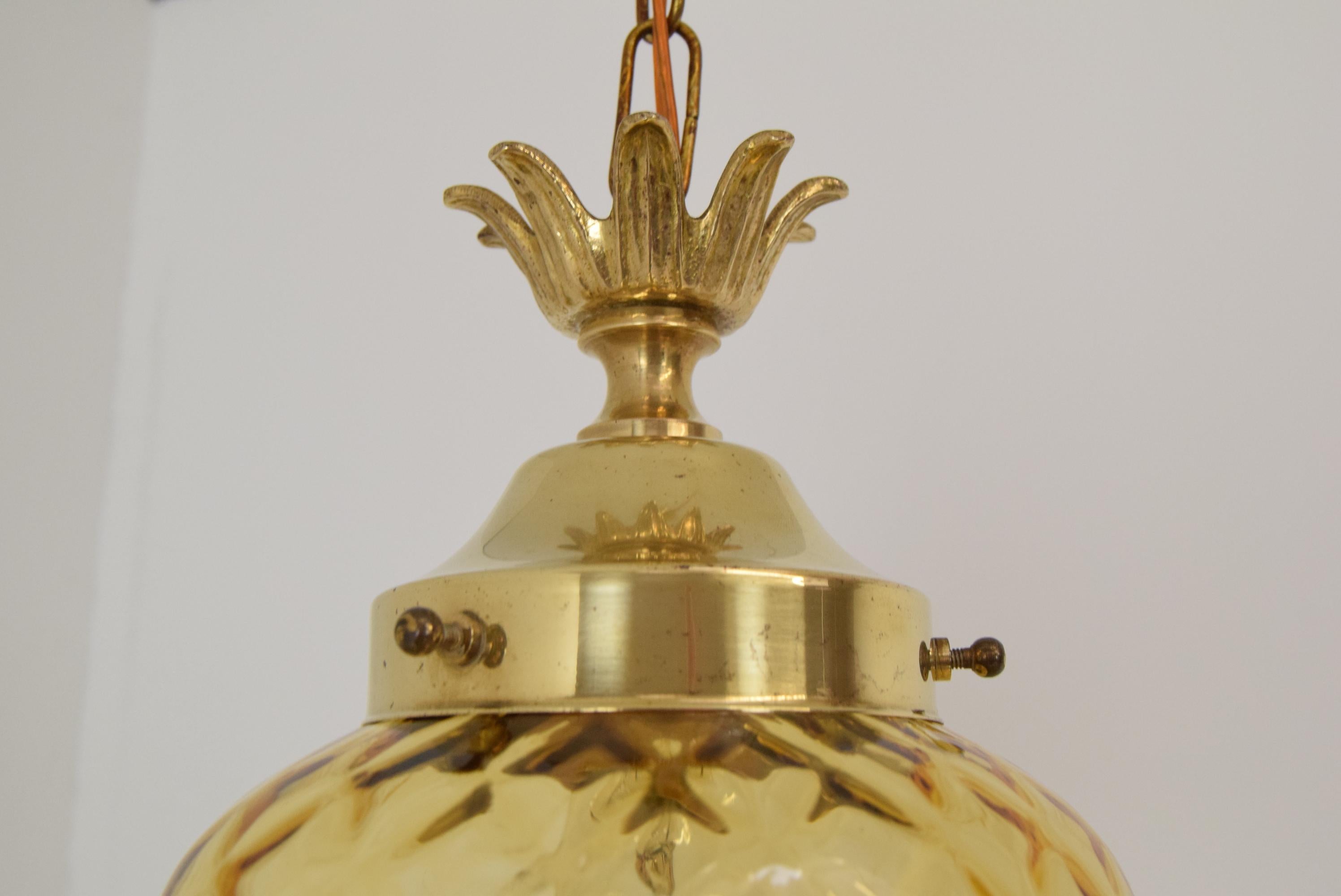 Lampe à suspension en verre Art déco, années 1930 en vente 4