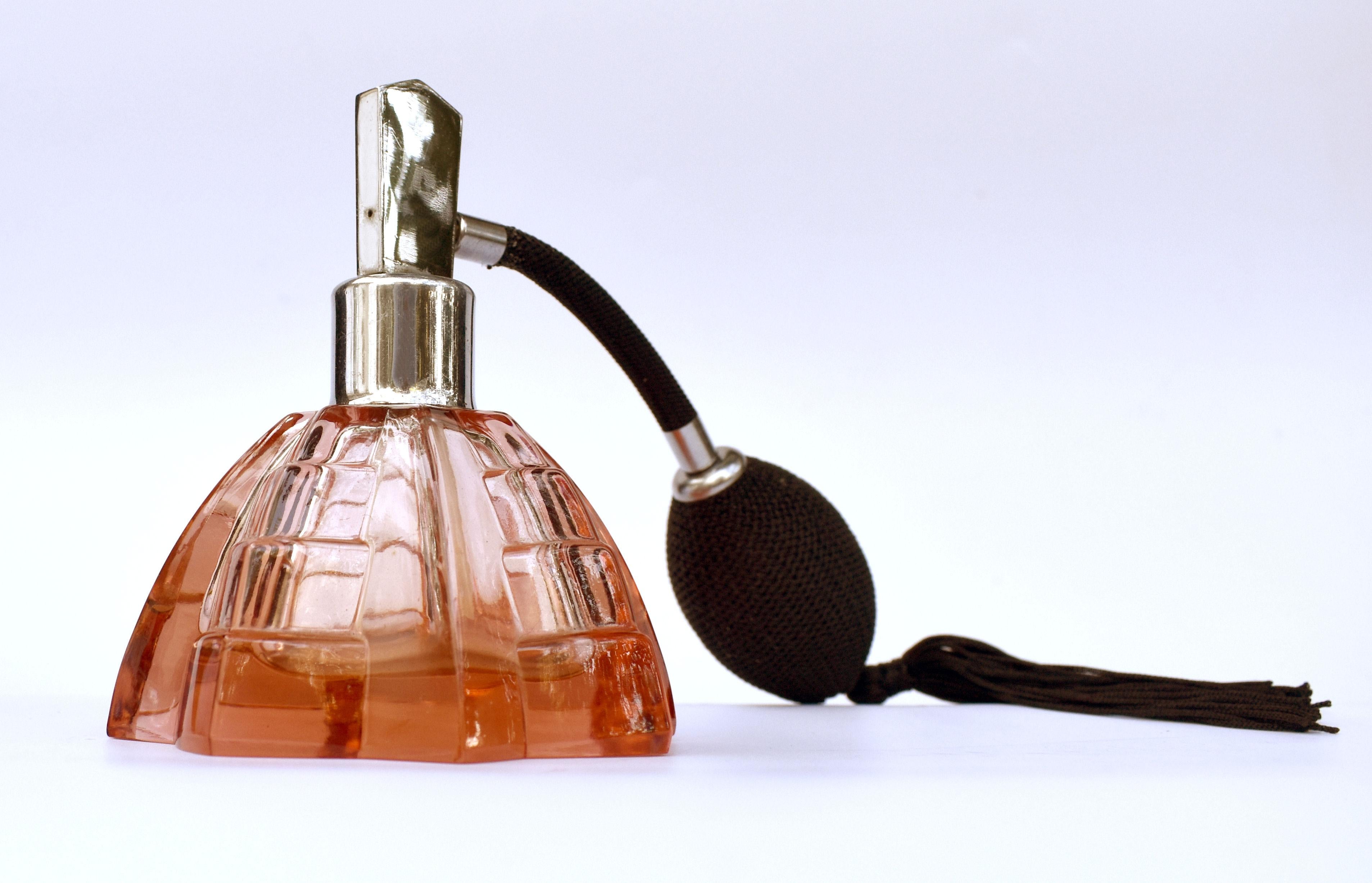 English Art Deco Glass Perfume Atomizer, c1930 For Sale