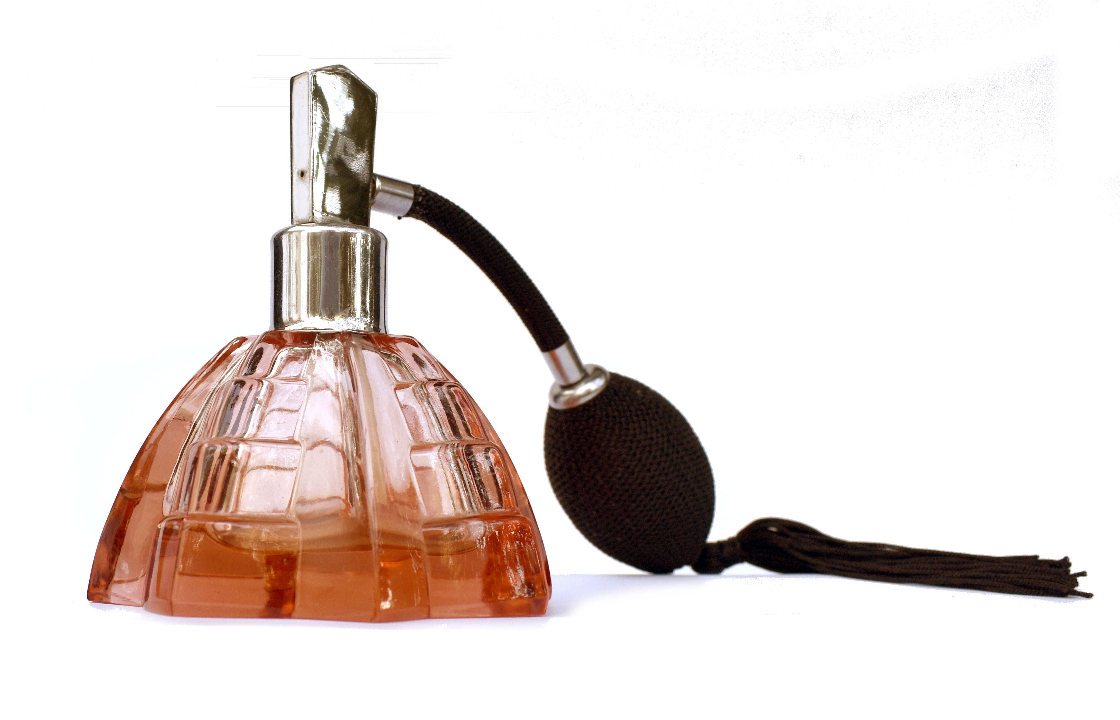 Art Deco Glass Perfume Atomizer, c1930 In Good Condition For Sale In Devon, England