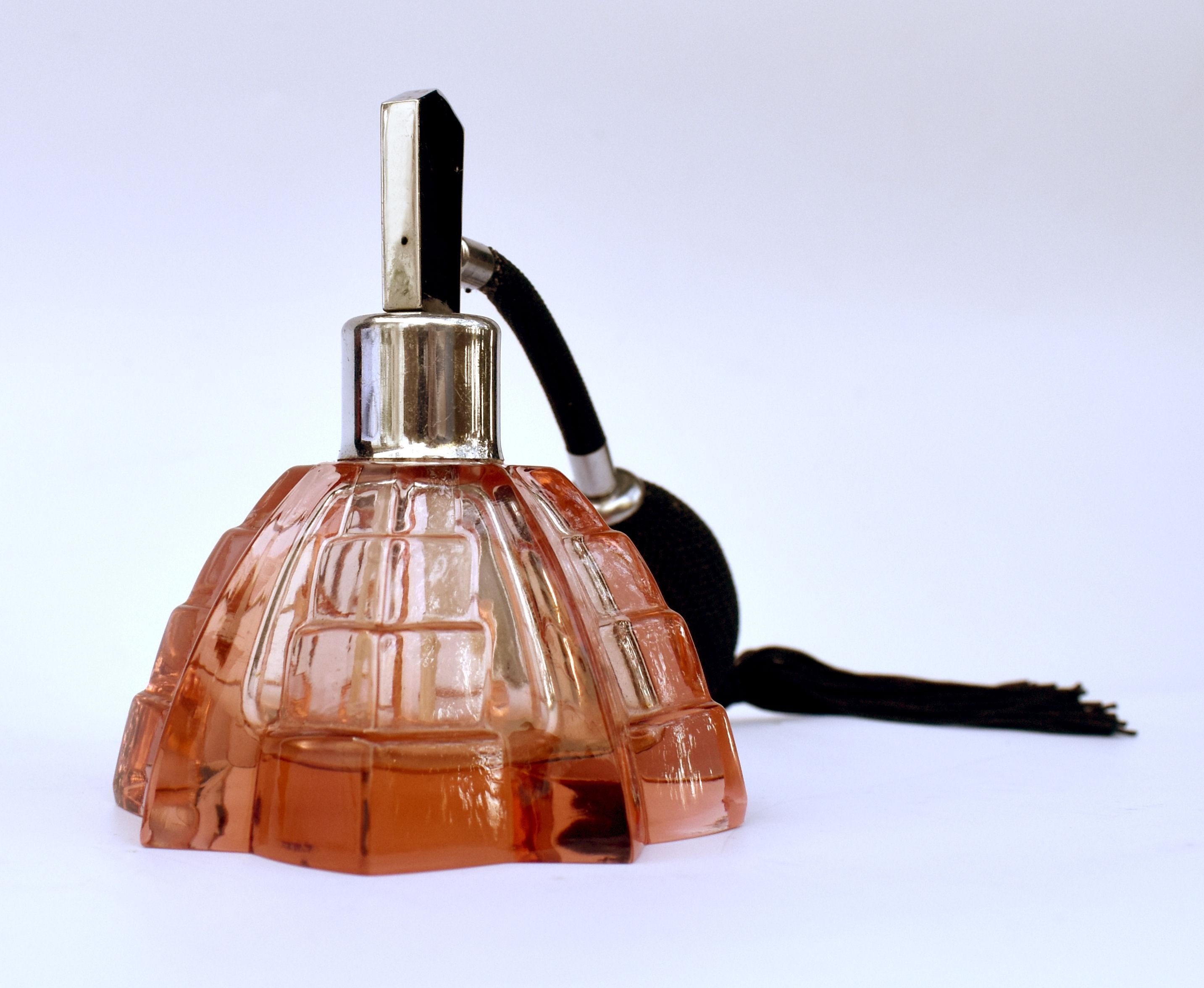 Silk Art Deco Glass Perfume Atomizer, c1930 For Sale
