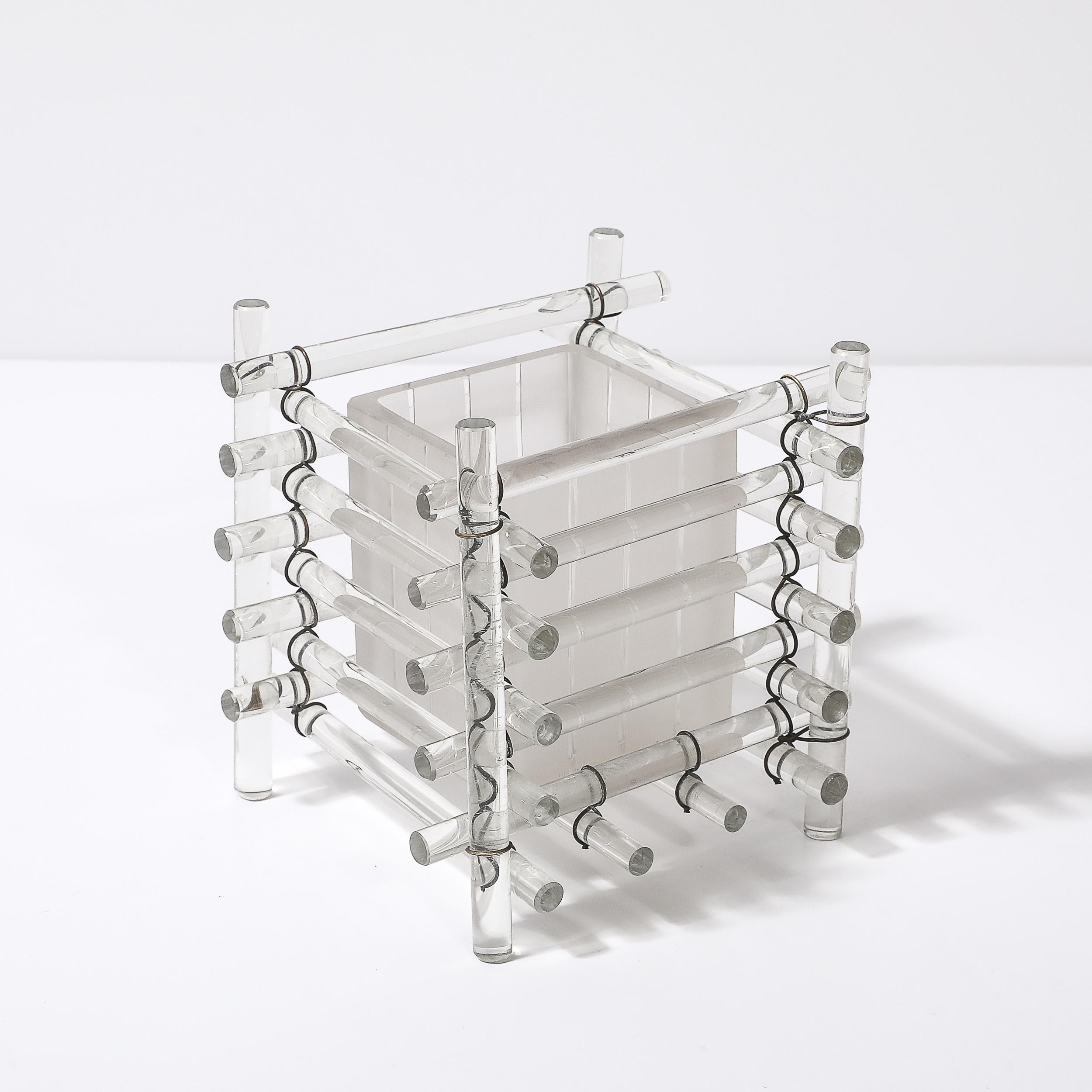 Cache-pot en verre Art Déco et tige carrée en verre dépoli en vente 4