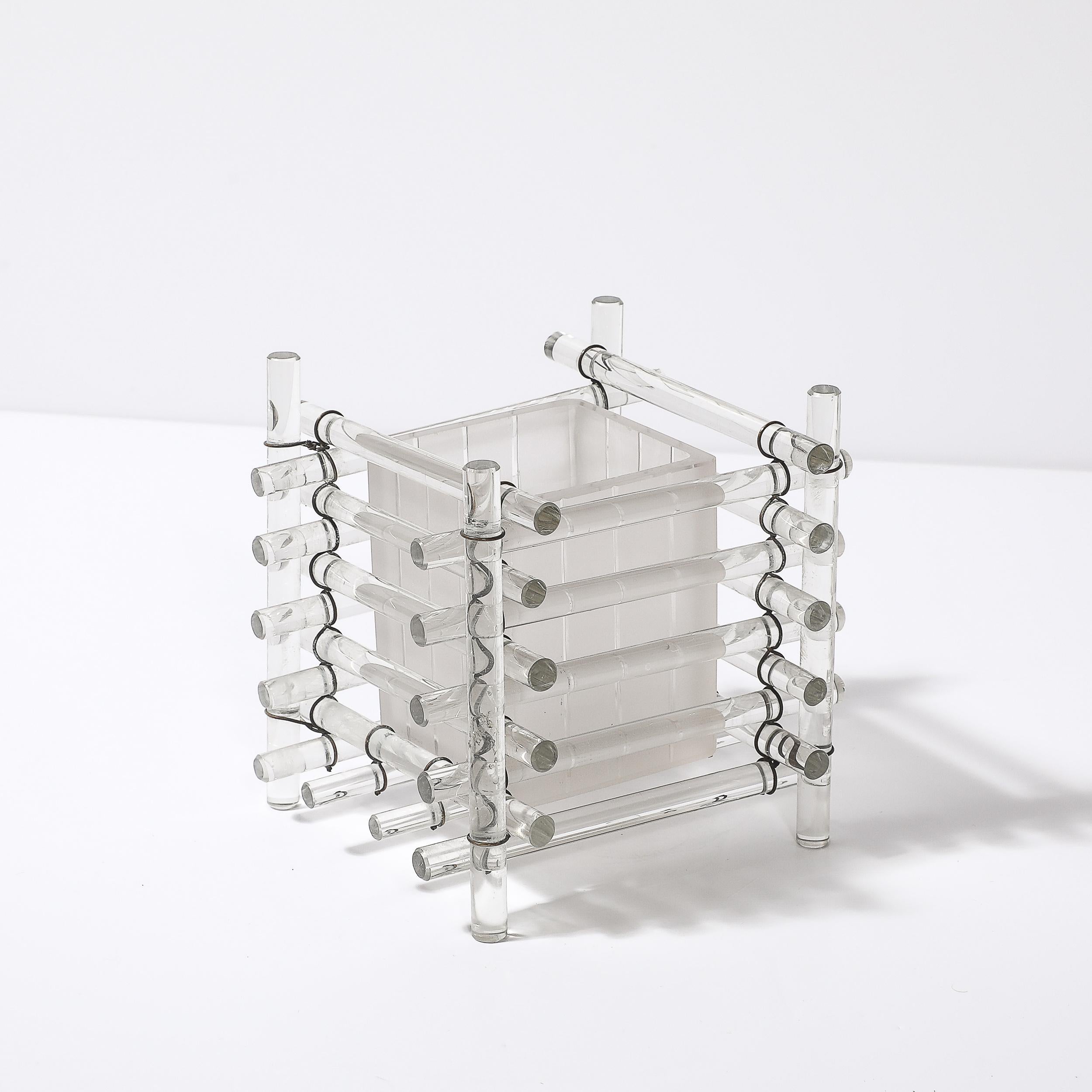 Cache-pot en verre Art Déco et tige carrée en verre dépoli en vente 6