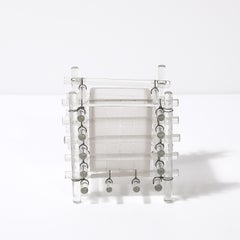 Art Deco Glass Rod & Frosted Square Glass Rod Cachepot