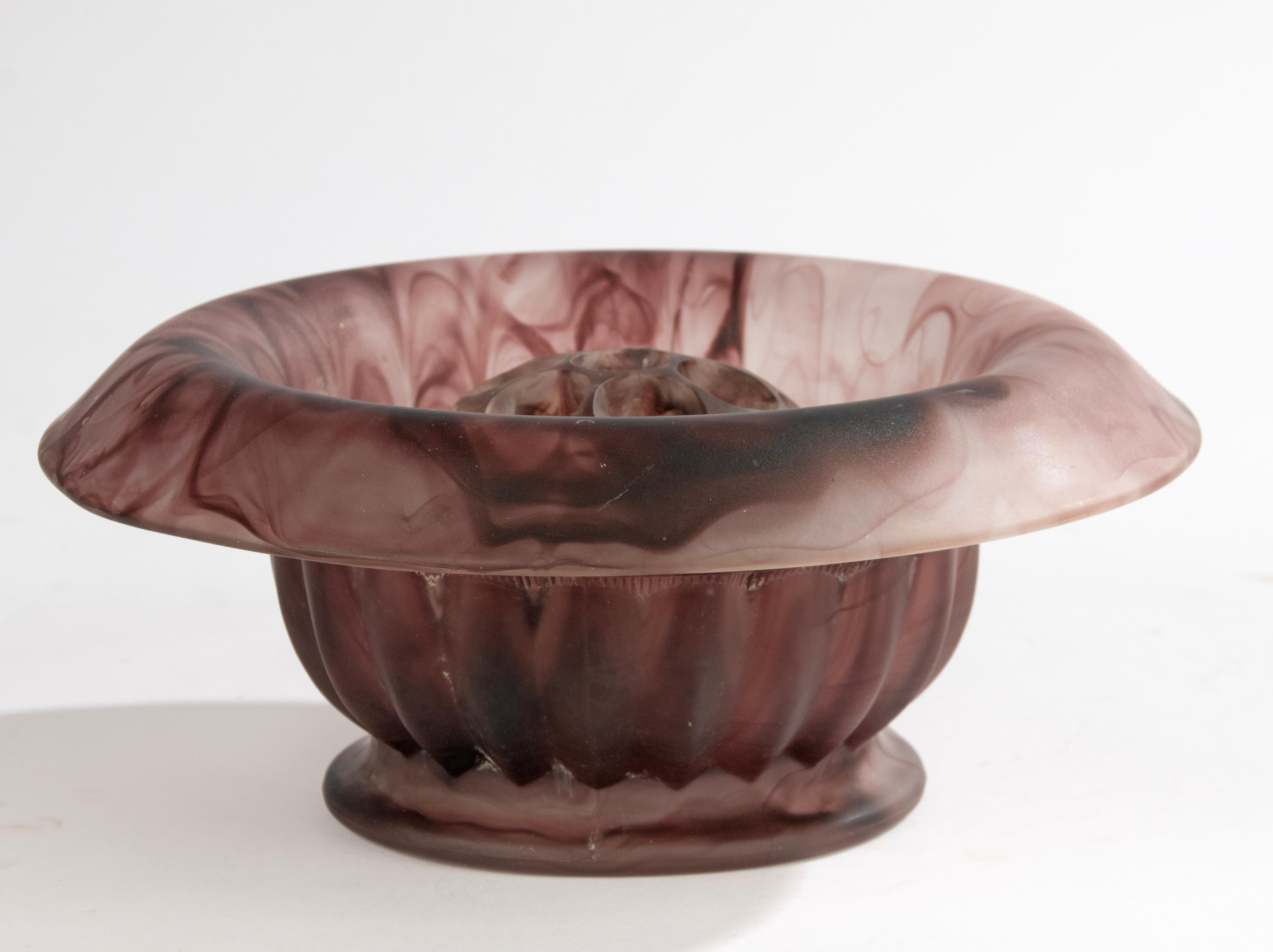 English Art Deco Glass Rose Bowl - England - George Davidson