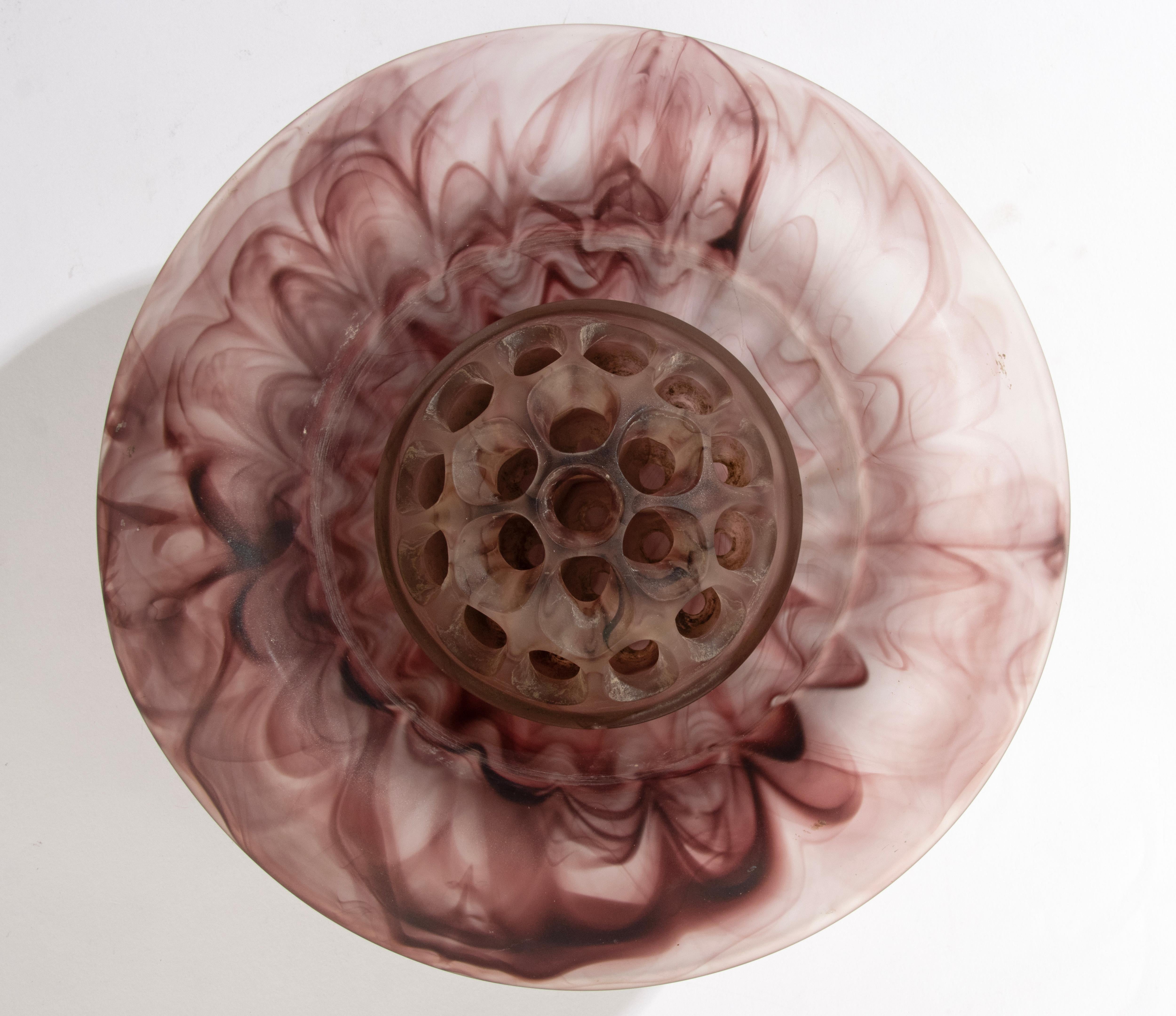 Hand-Crafted Art Deco Glass Rose Bowl - England - George Davidson