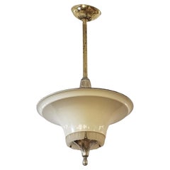 Art Deco Glass Saucer Theater Suspension Light Quantité disponible
