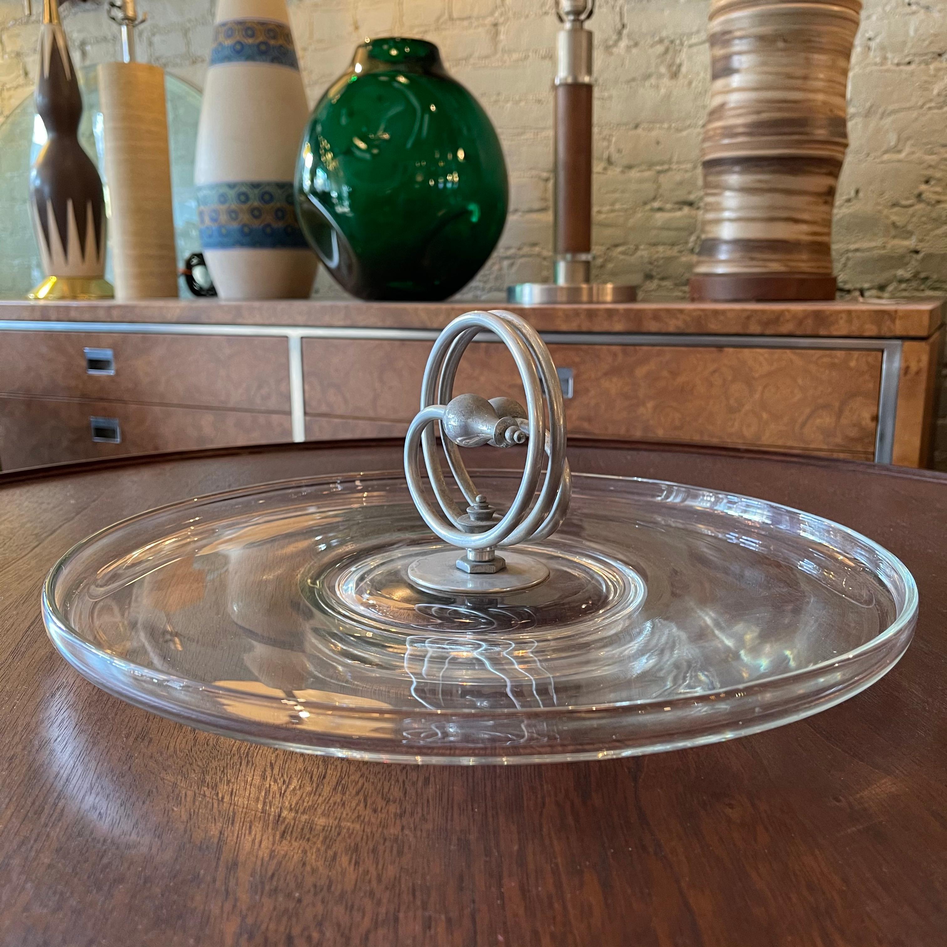American Art Deco Glass Serving Platter Dish For Sale