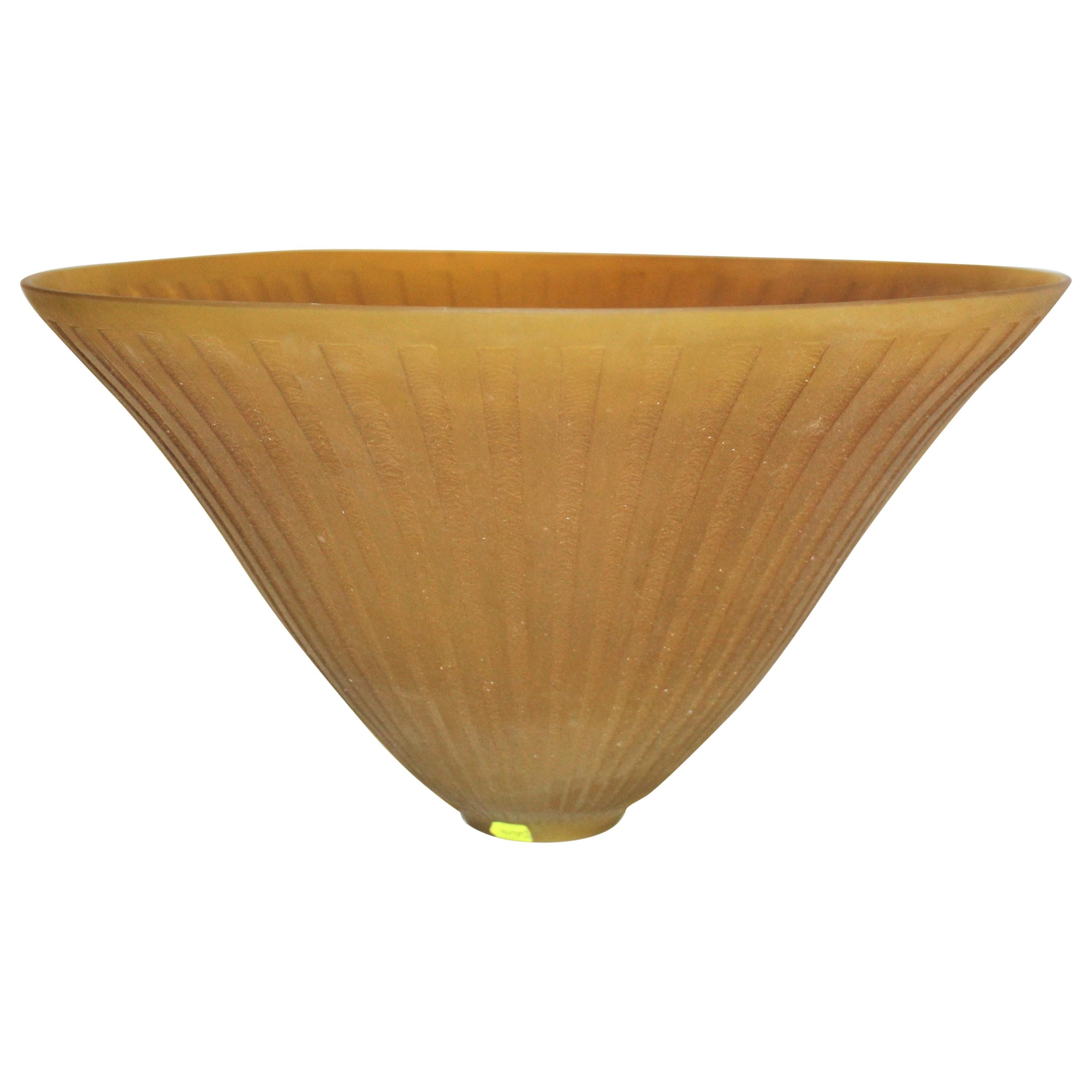 Art Deco Glass Shade, Acid Cut, Amber Glass Large Size, after Daum