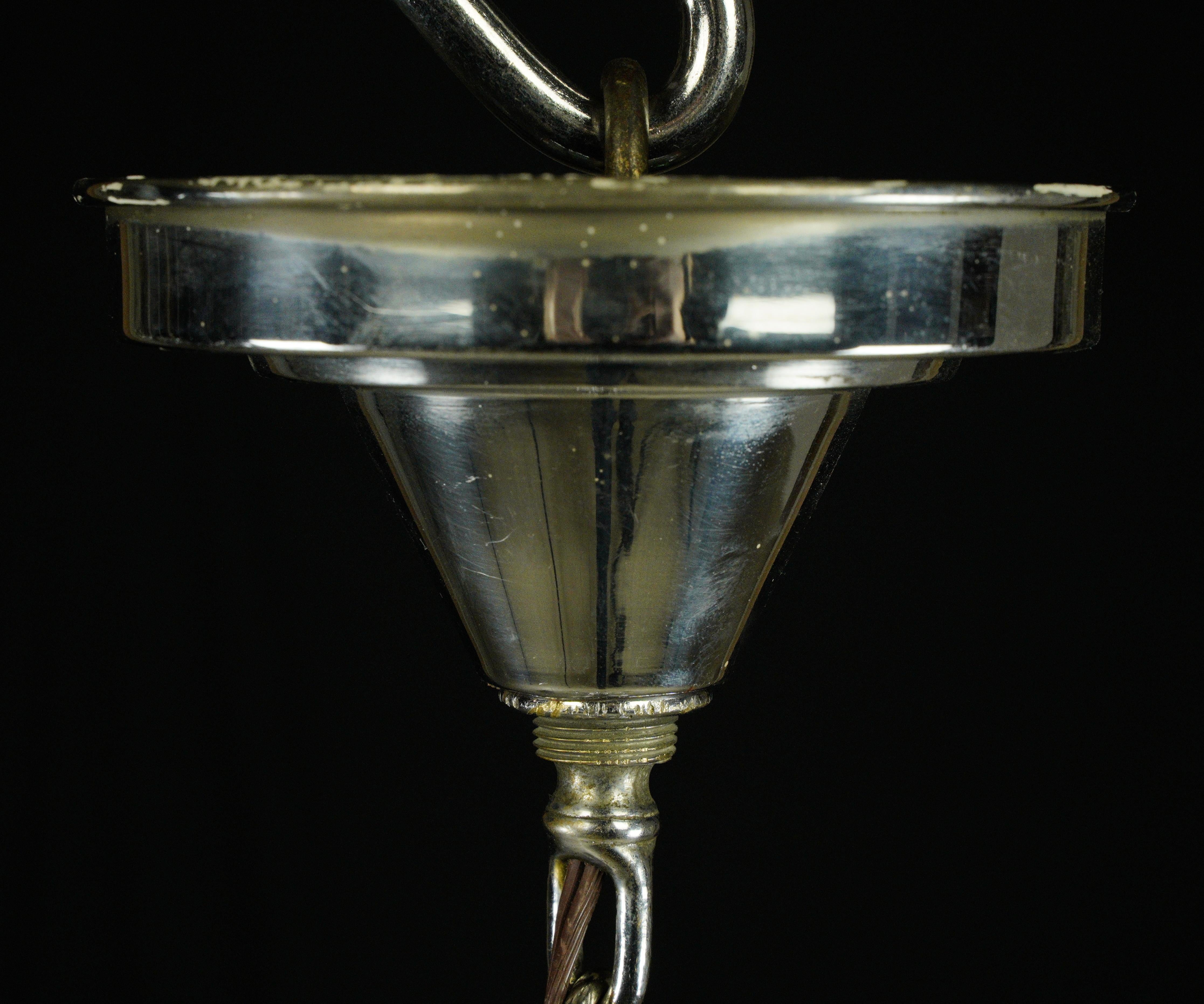 Art Deco Glass Slip Shade 6 Light Chandelier For Sale 5