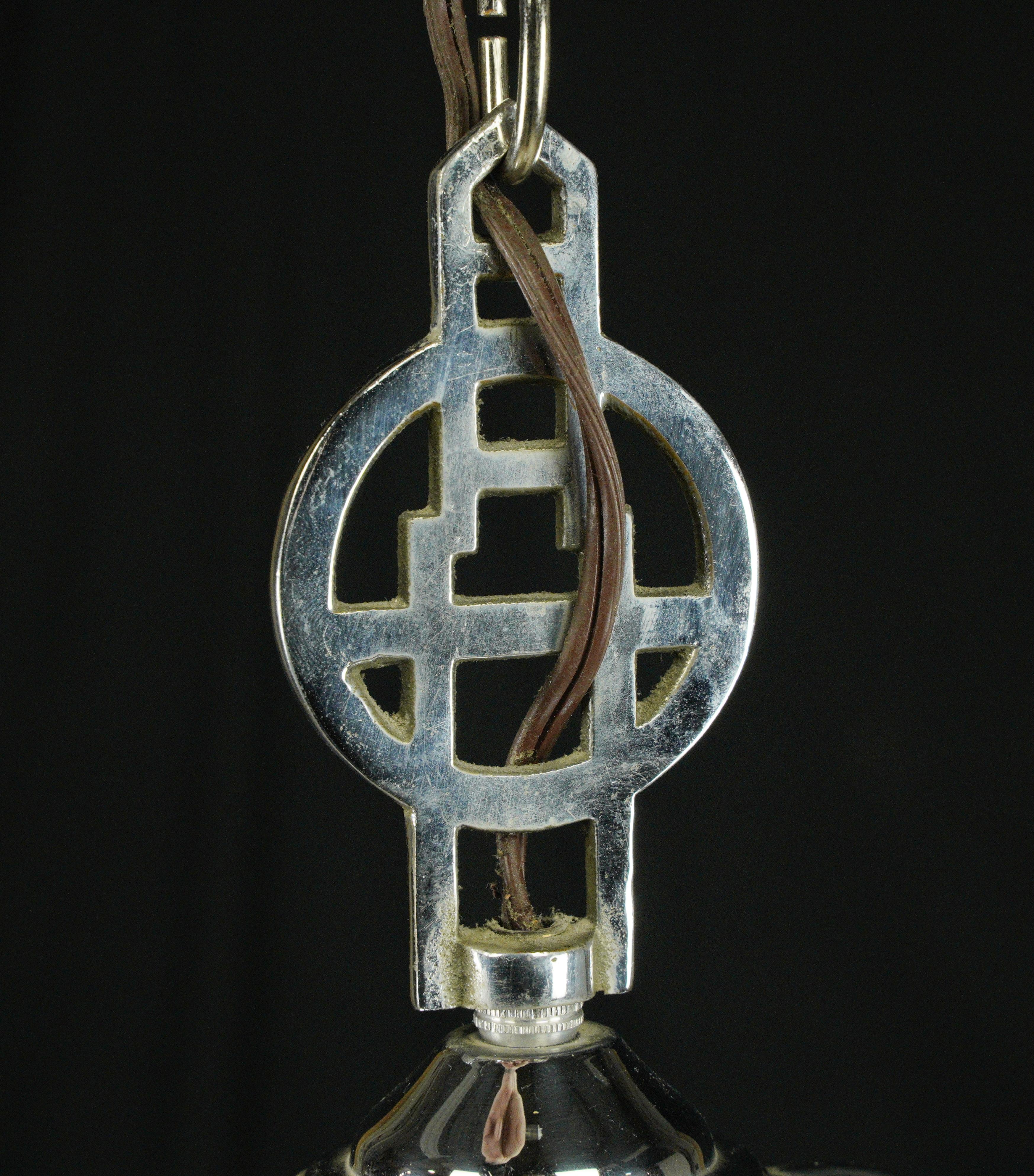 Art Deco Glass Slip Shade 6 Light Chandelier For Sale 7