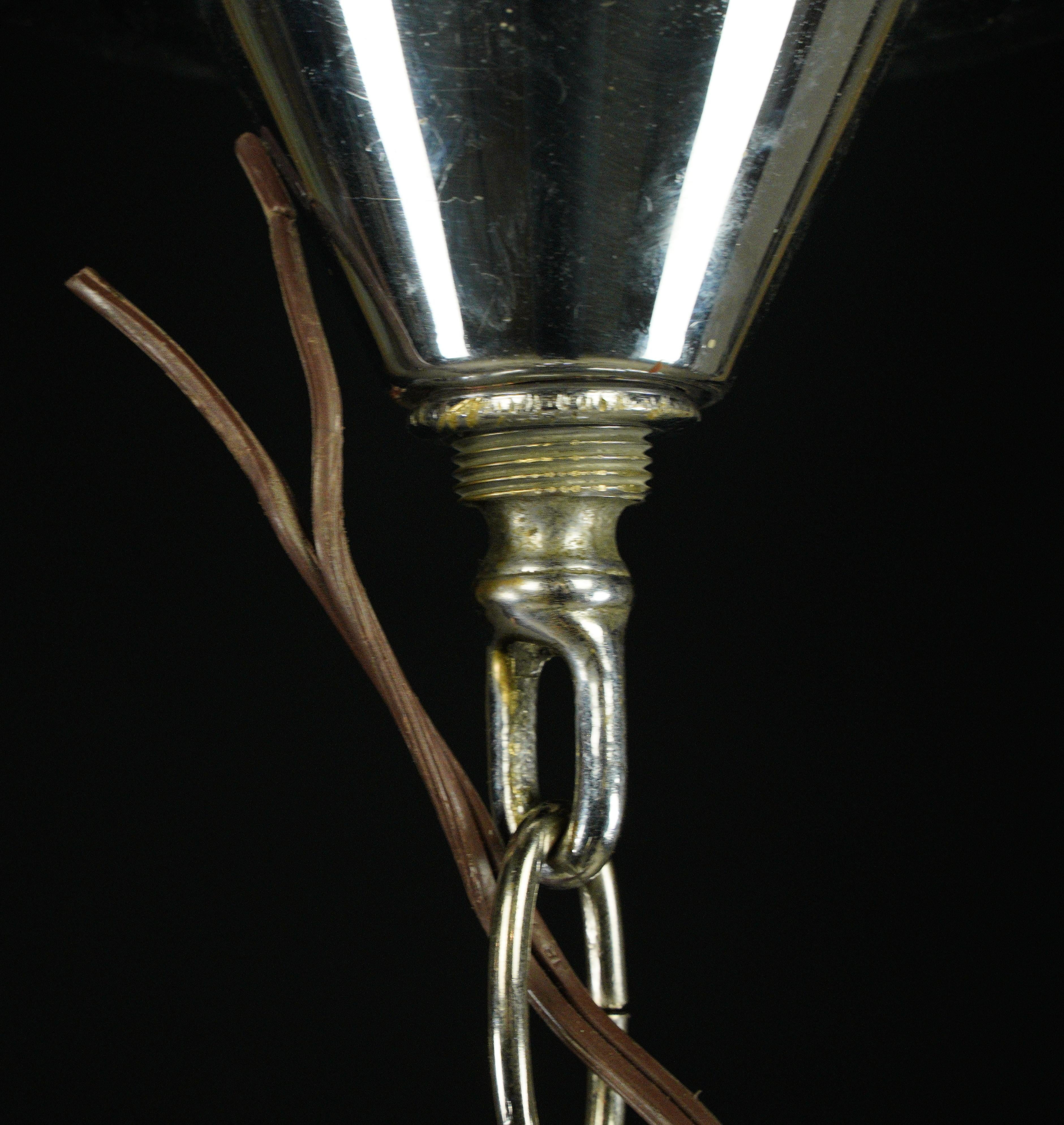 Art Deco Glass Slip Shade 6 Light Chandelier For Sale 8