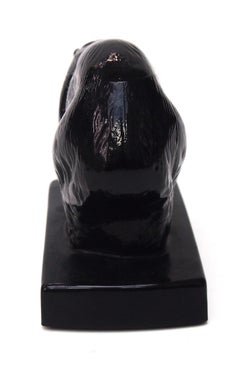 Statuette en verre Art Déco d'un ours noir par J A Jobling c1935 -Anglais