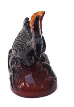 Art Deco Glass Statuette of an Amber Pair of Fish by J A Jobling c1935 -English