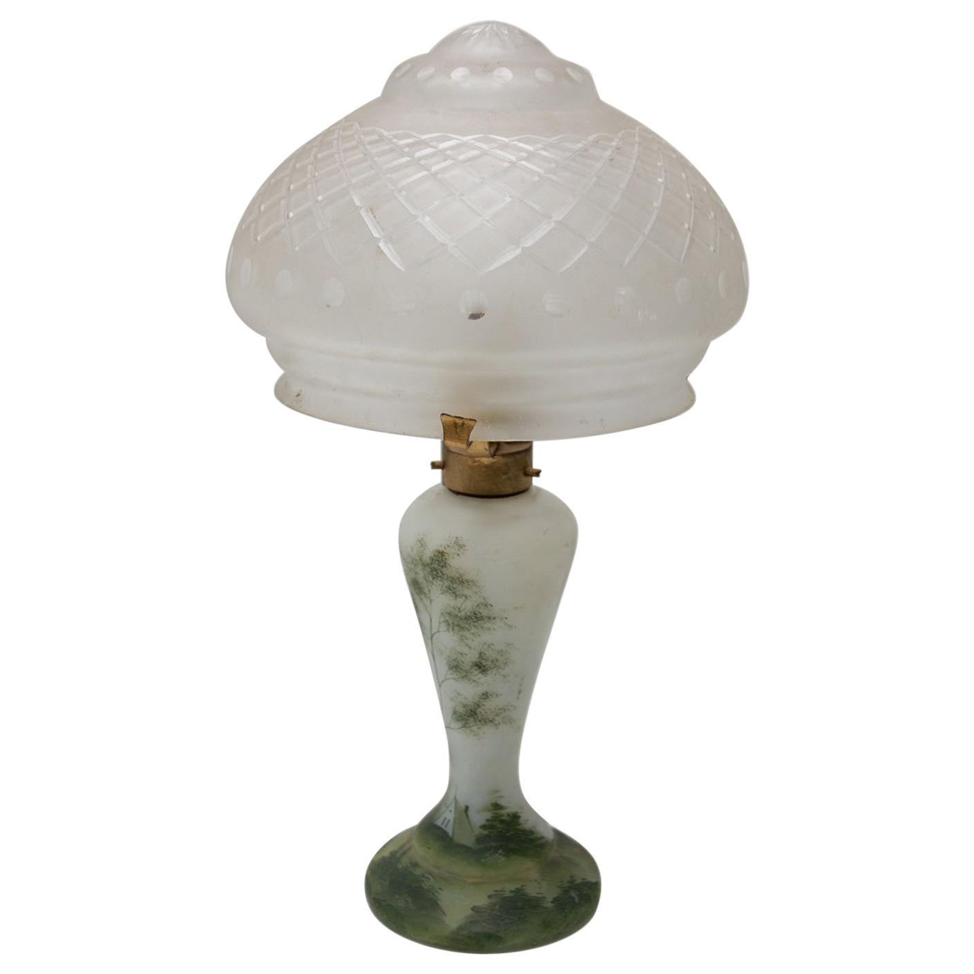 Art Deco Glass Table Lamp, 1930s, Bohemia