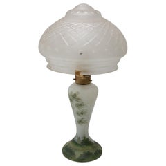 Retro Art Deco Glass Table Lamp, 1930s, Bohemia