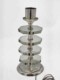 Art Deco Glass Table Lamp, Maison Desny, France, circa 1930