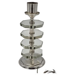 Art Deco Glass Table Lamp, Maison Desny, France, circa 1930