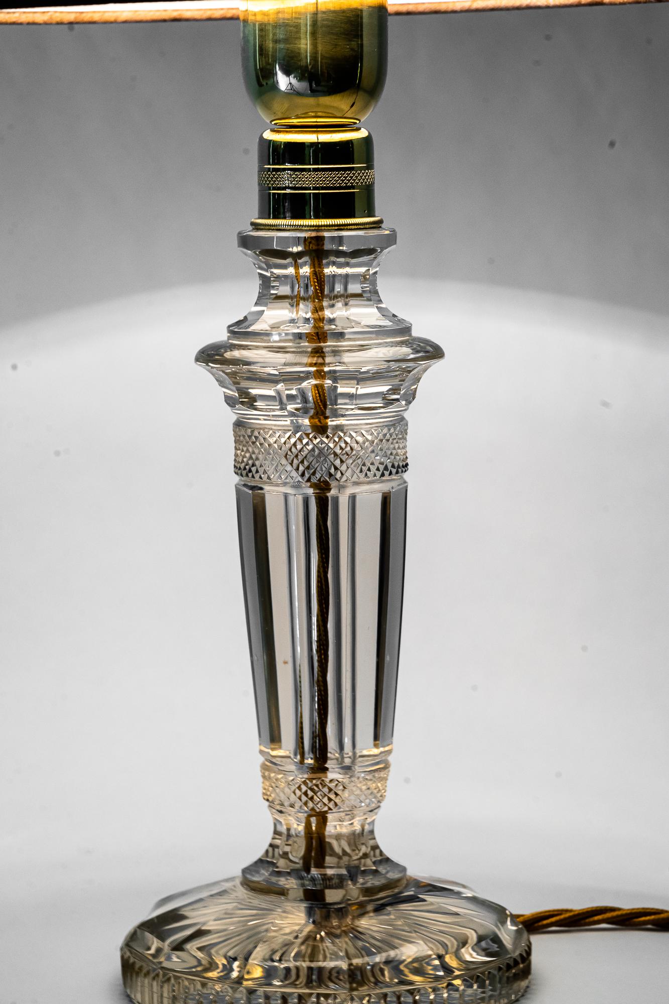 Art Deco Glass Table Lamp with Fabric Shade Around 1920s For Sale at ...