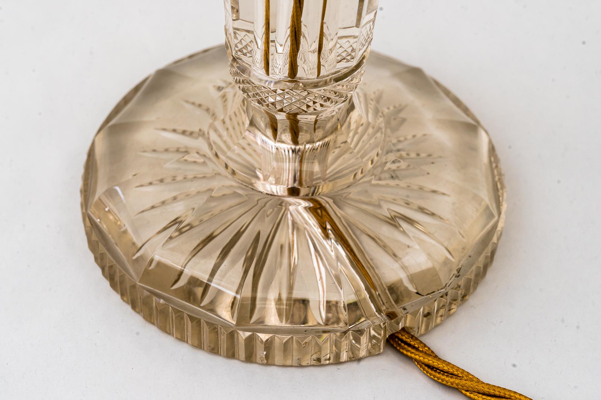 Art Deco Glass Table Lamp with Fabric Shade Around 1920s For Sale at ...