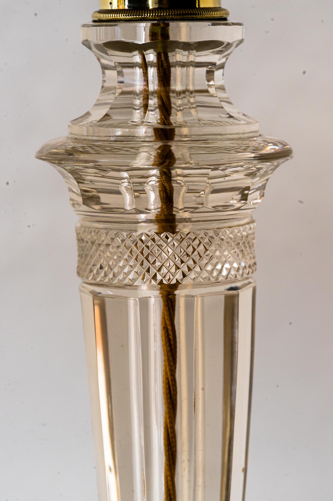 Art Deco Glass Table Lamp with Fabric Shade Around 1920s For Sale at ...