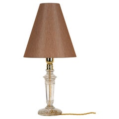 Art Deco Glass Table Lamp with Fabric Shade Around 1920s